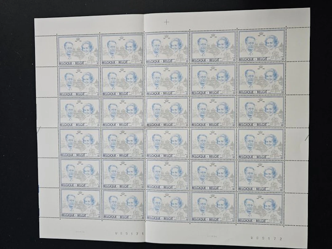 Belgium - 49 full sheets of stamps, some in multiple copies (see detail)