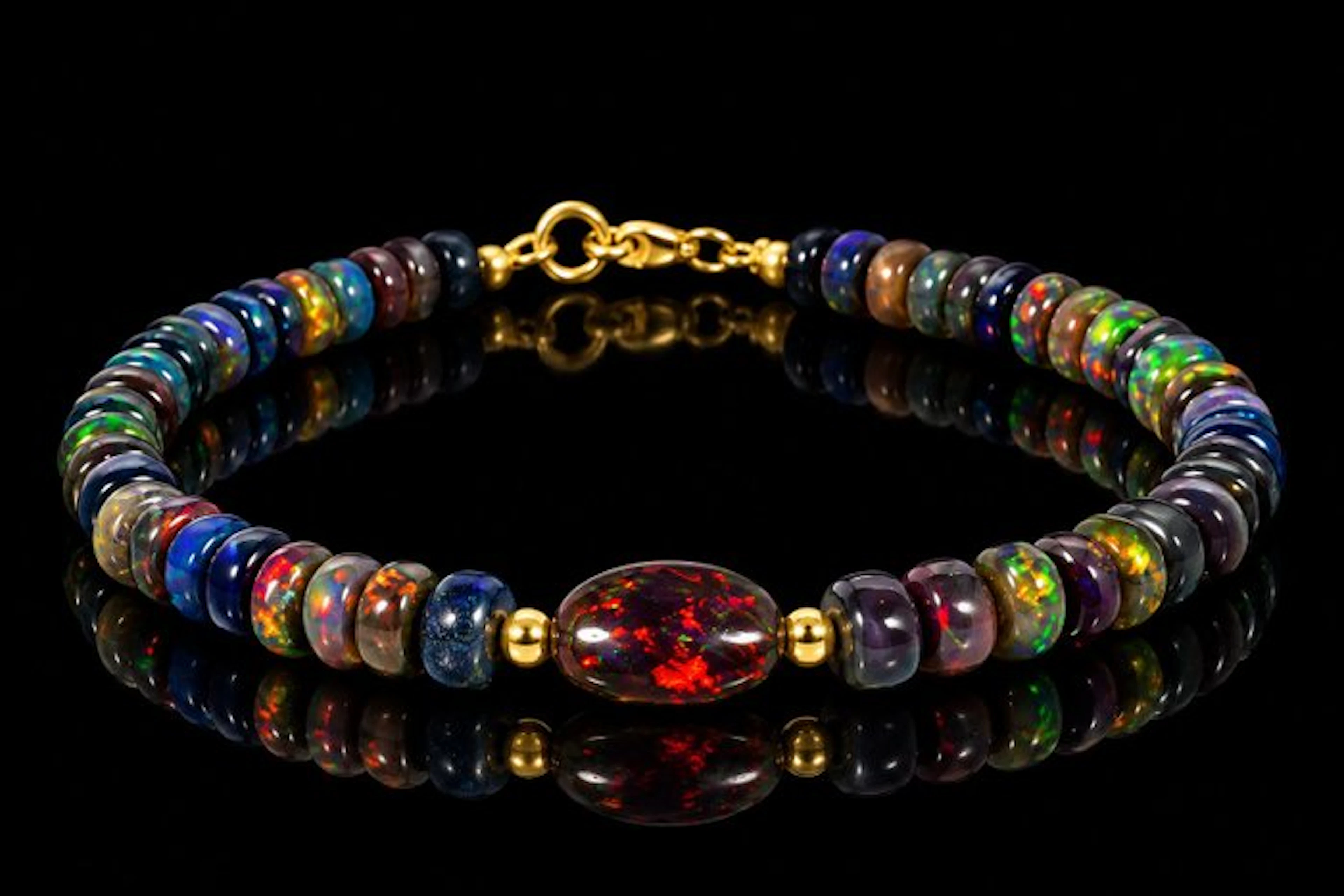 Exquisite Black Welo Opal Bracelet - premium quality...
