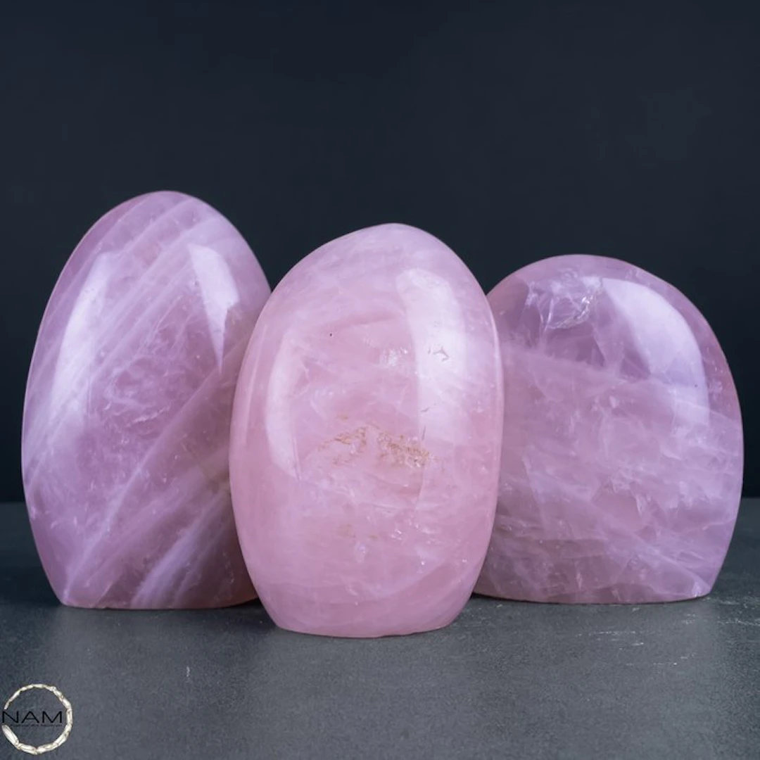 Rose Quartz Set – three hand-polished free-form shapes...