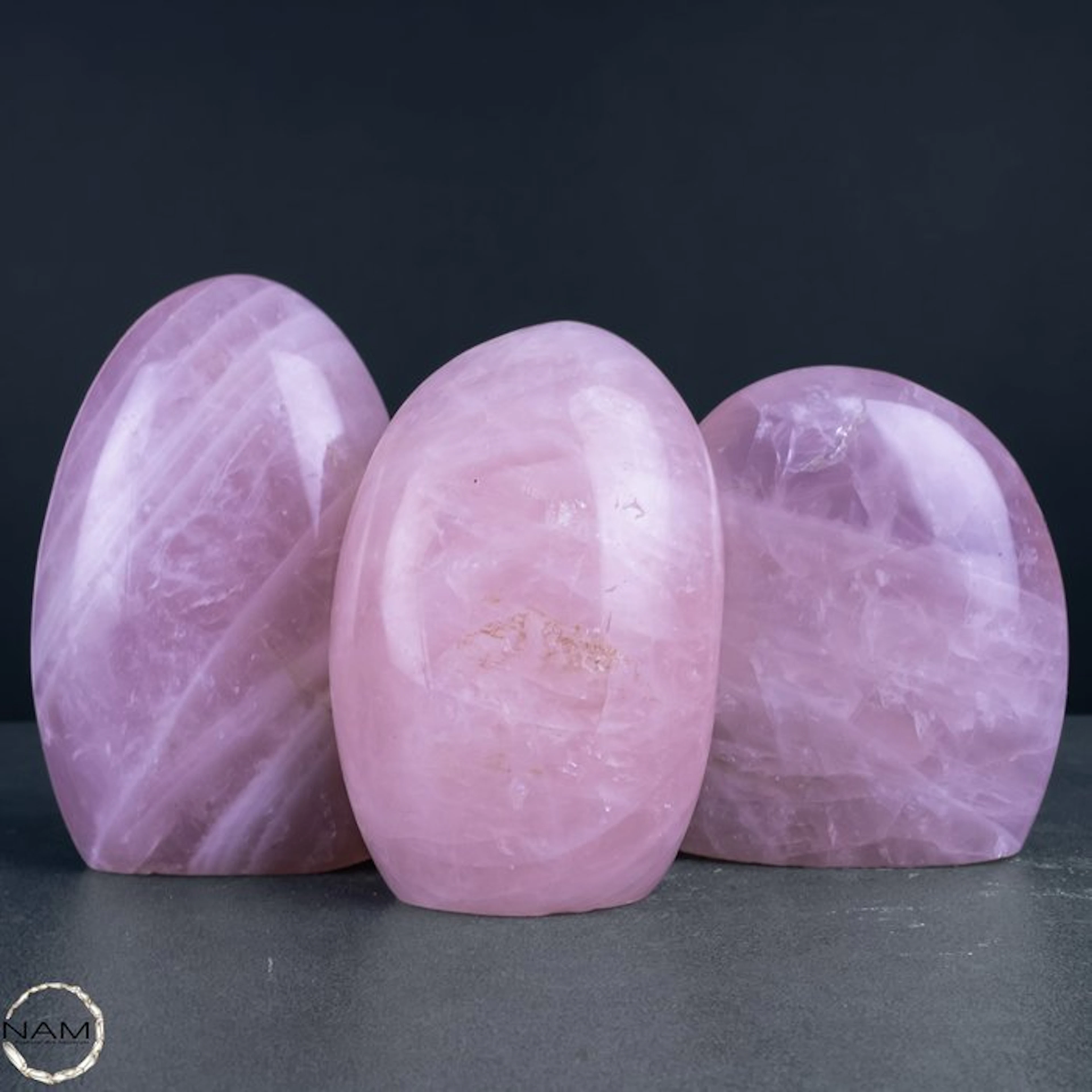 Rose Quartz Set – three hand-polished free-form shapes...