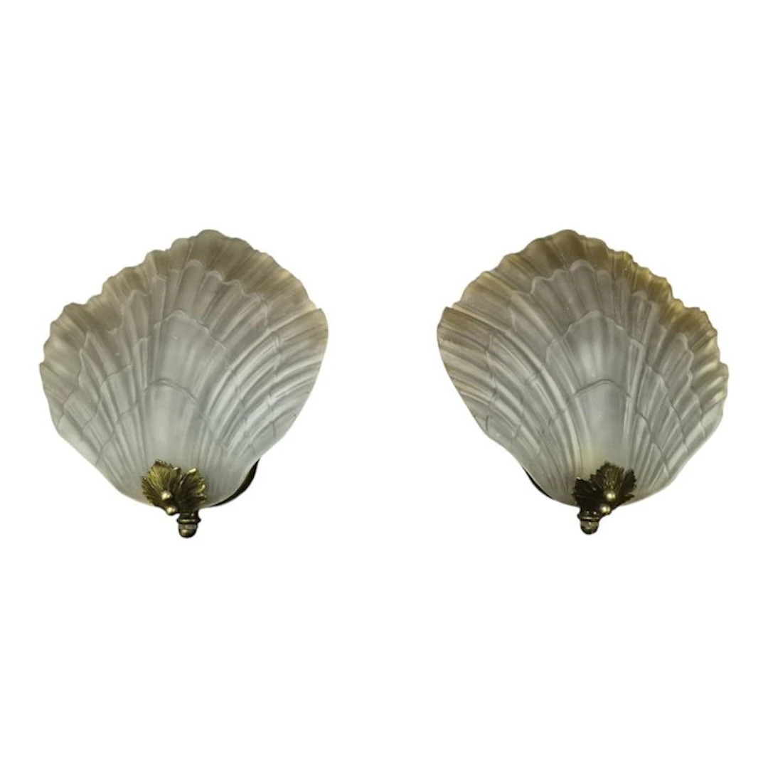 Wall sconce (2) - Brass, Glass