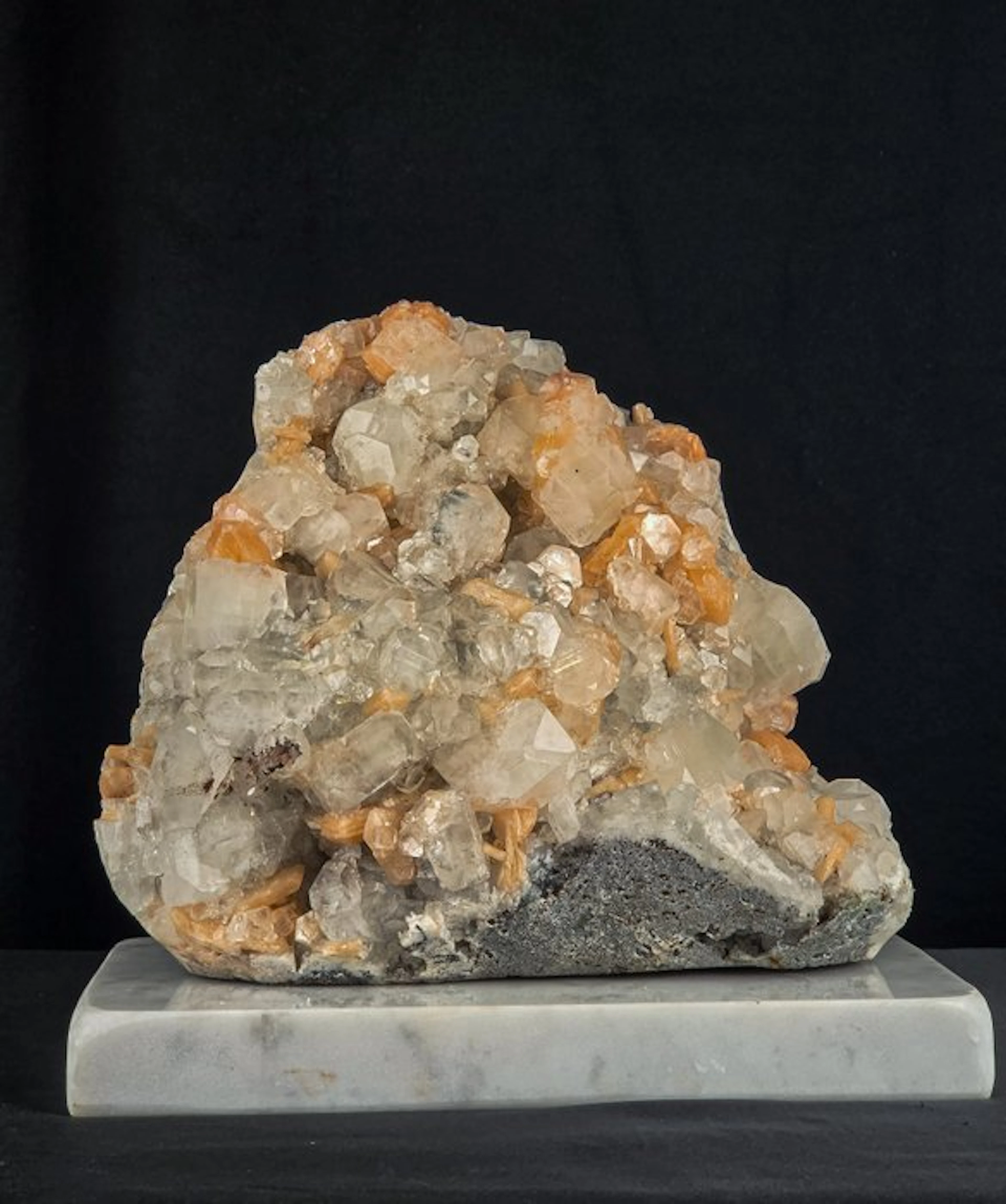 Rose Quartz Crystal Cluster on Carrara Marble Base –...