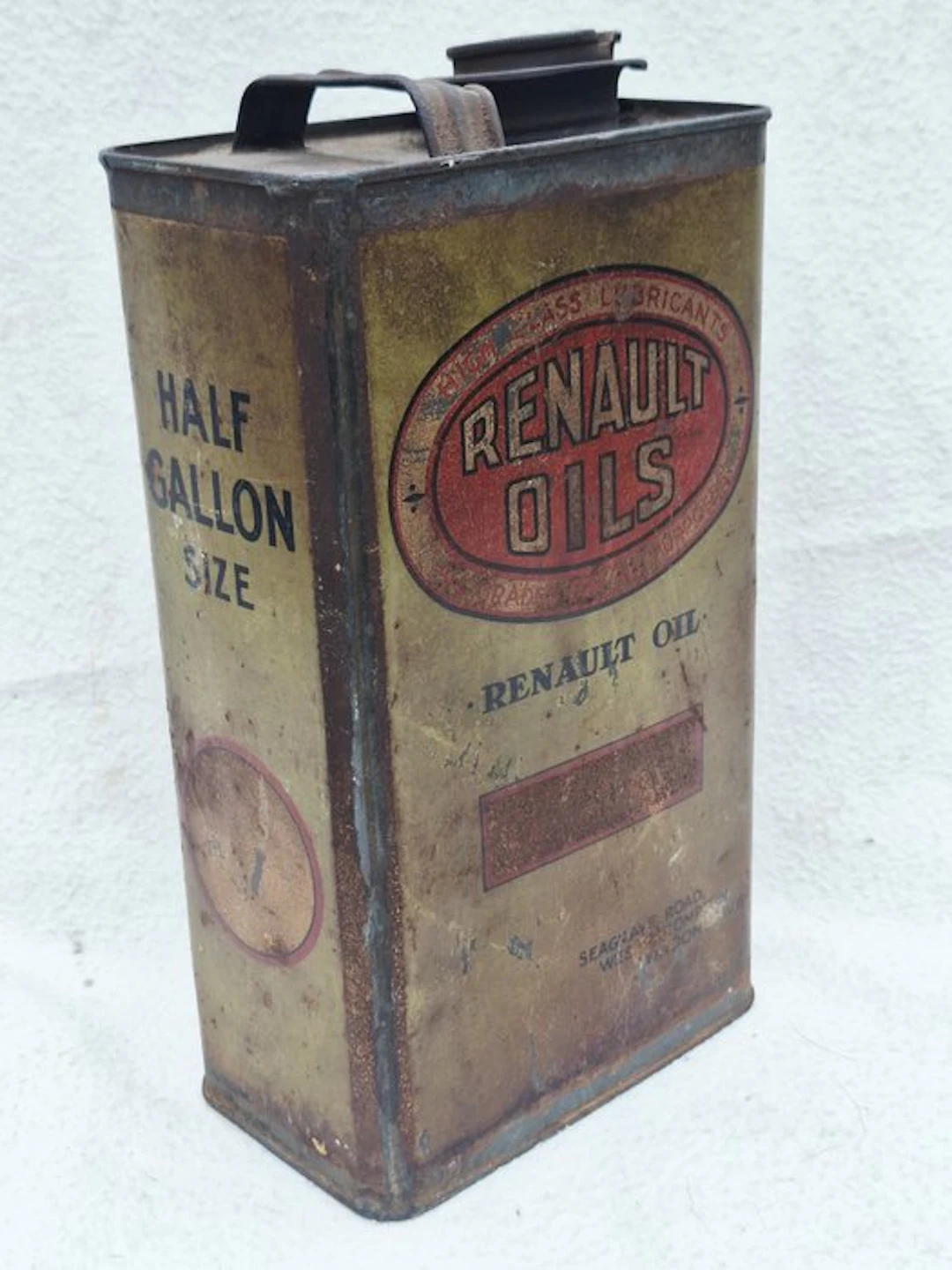 Renault Oils - Oil can - half gallon size - Metal - British version (London)
