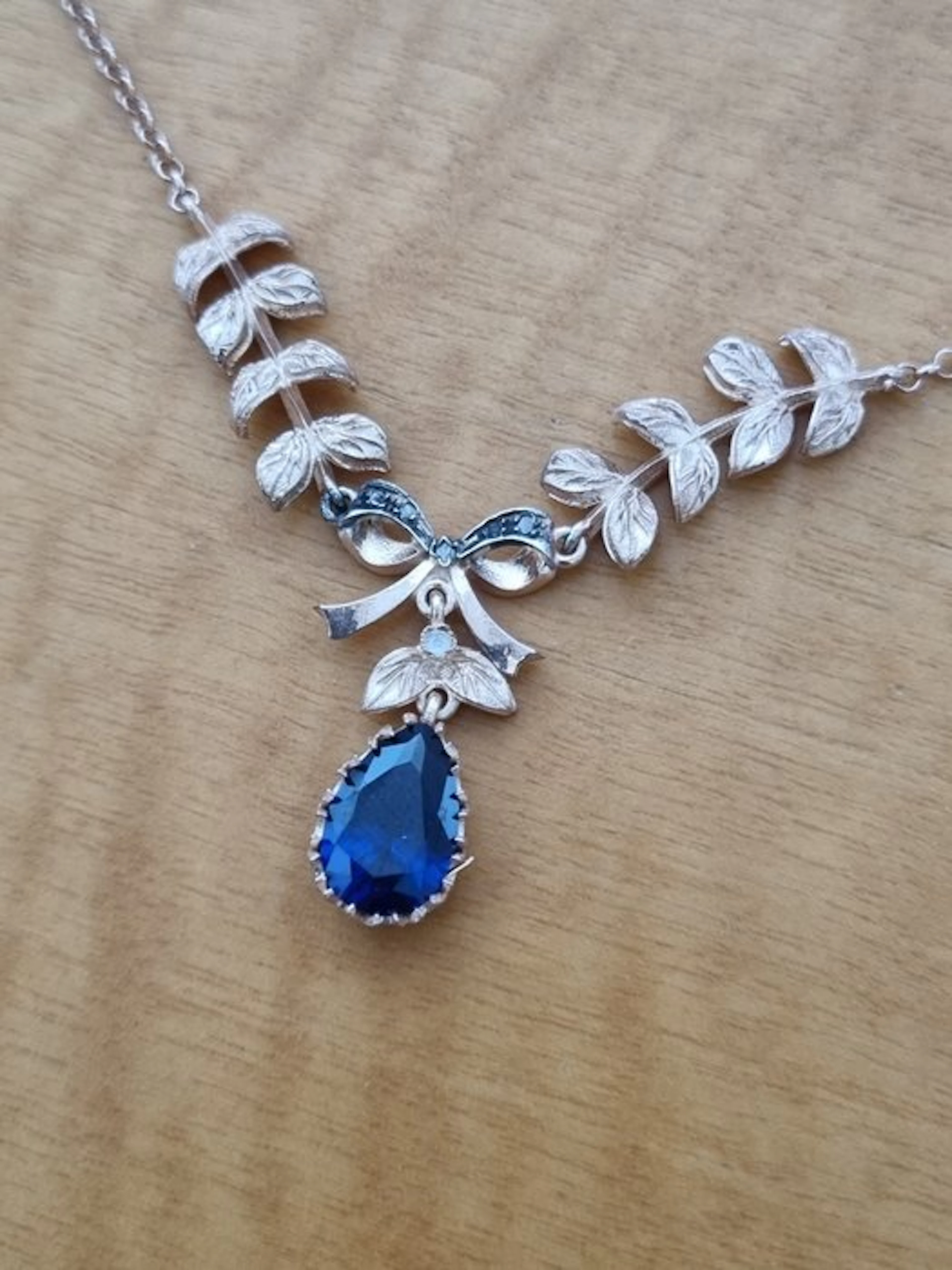 No reserve price - Necklace - 9 kt. Silver, Rose gold Sapphire - Diamond