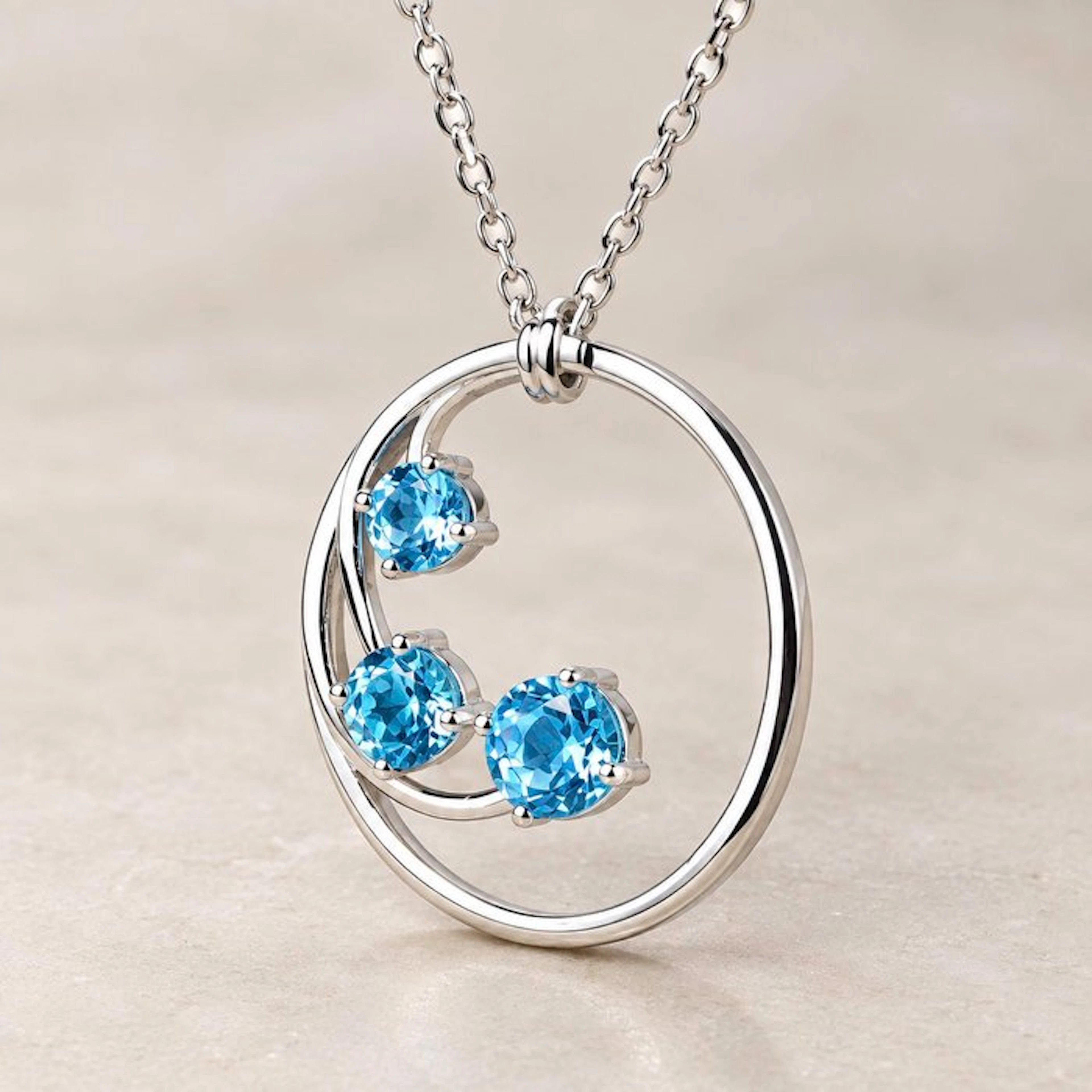 No reserve price - Necklace Silver - Topaz - Certified