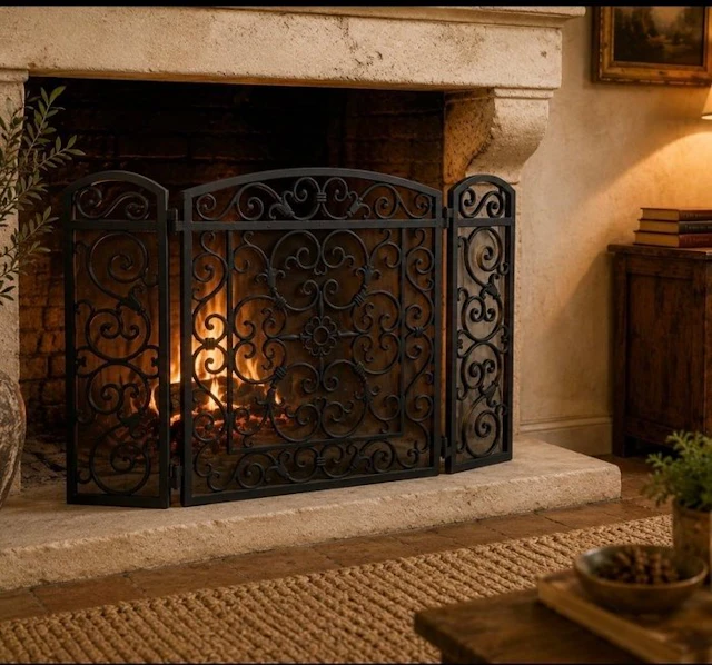 Architectural ornament - Smeedijzeren haardscherm –...