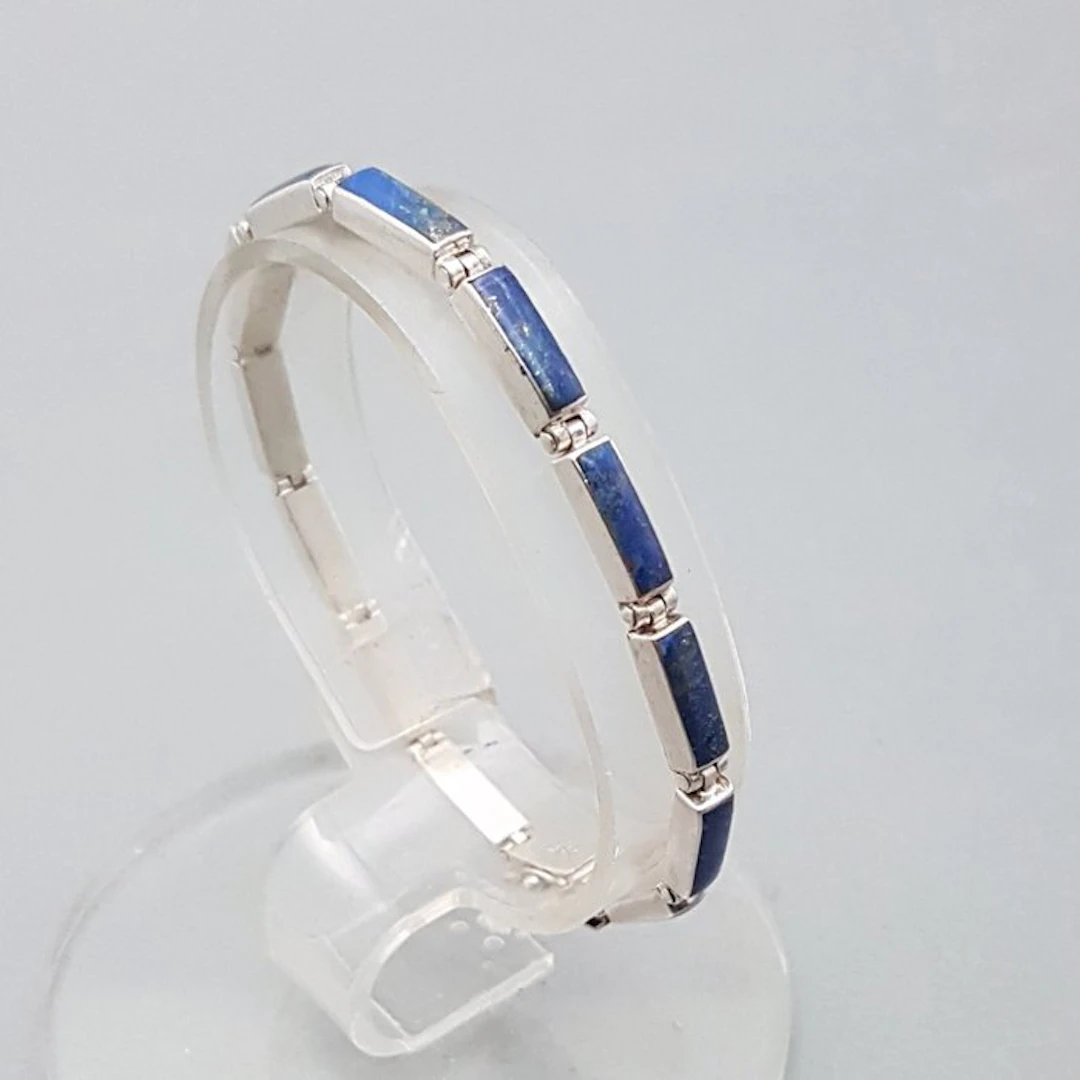 Silver, Art Deco Lapis Lazuli - Bracelet