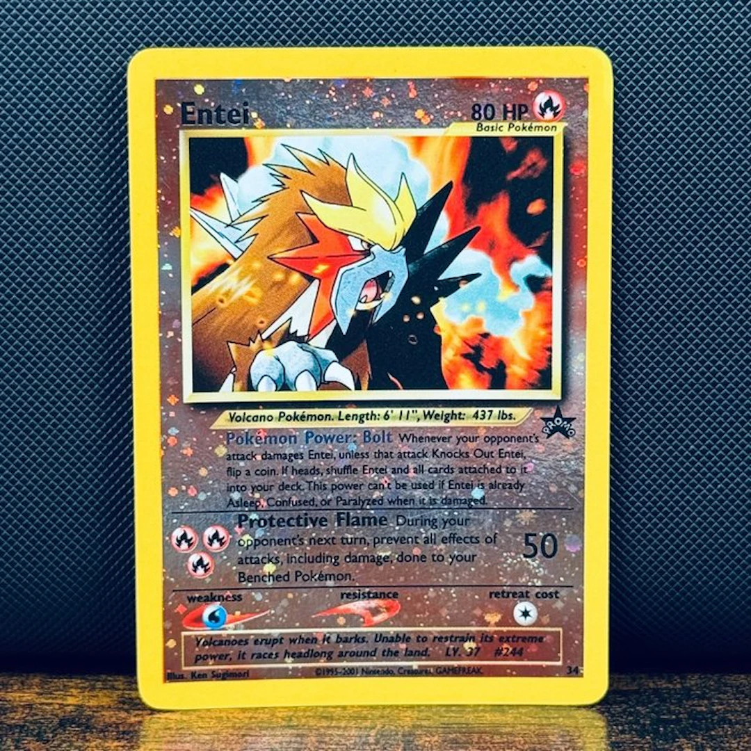 Pokémon Card - Entei Reverse Holo Black Star Promo 34 - Pokémon