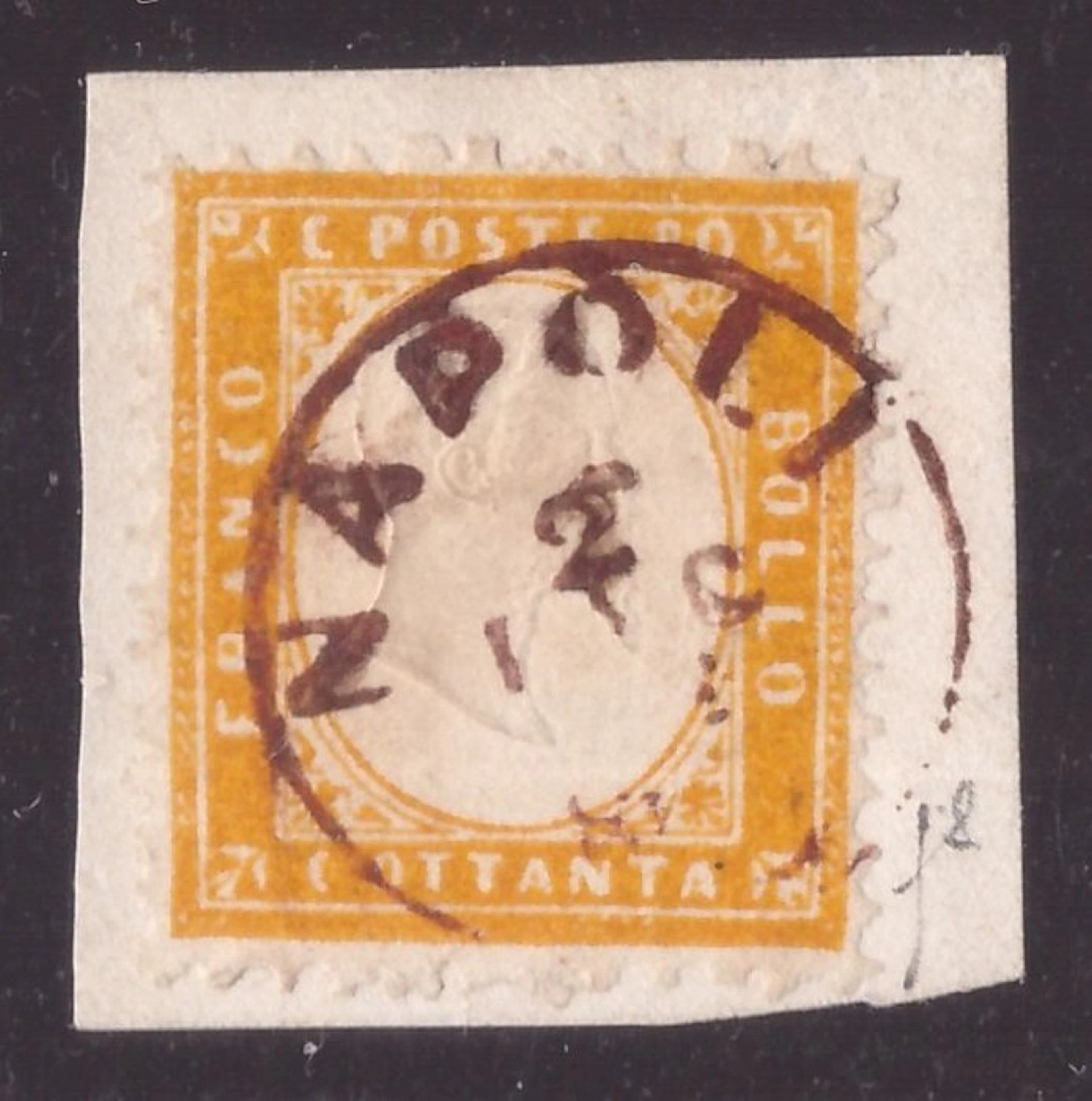 Italy Kingdom 1862 - 80 centesimi perforated on a...