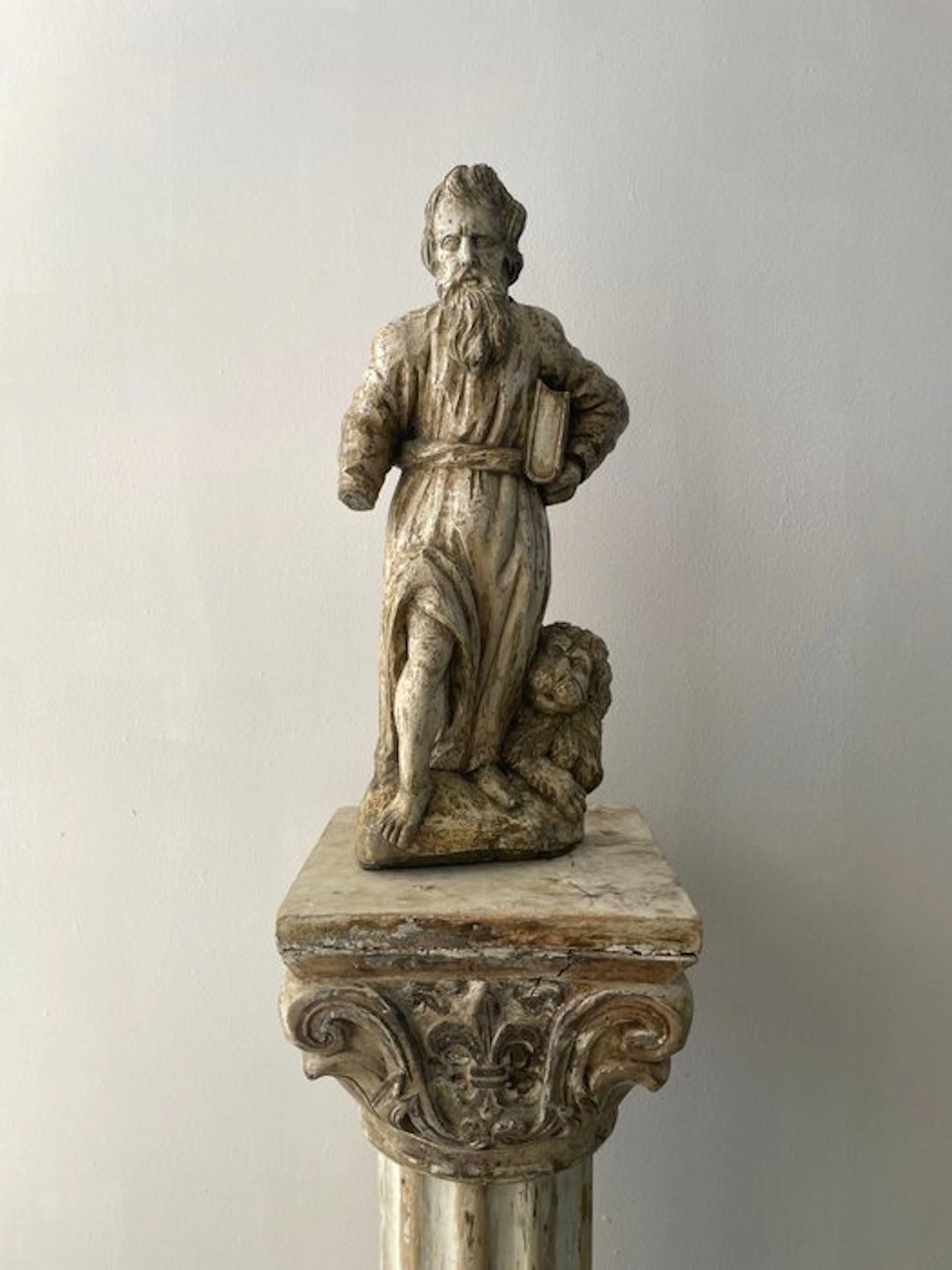Figure - Saint Mark the Evangelist - Polychrome wood