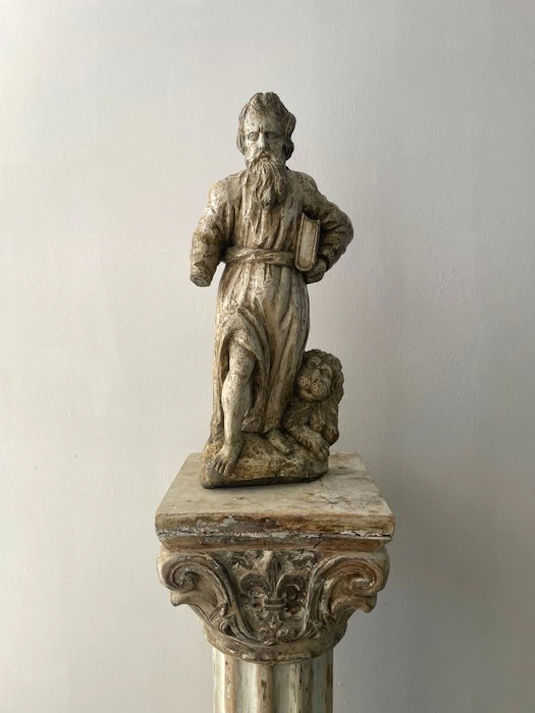 Figure - Saint Mark the Evangelist - Polychrome wood