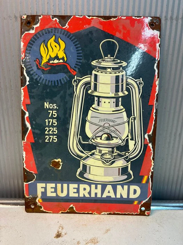 Feuerhand Stormlantaarn – Klassiek Emaille Reclamebord - Enamel sign - Enamel