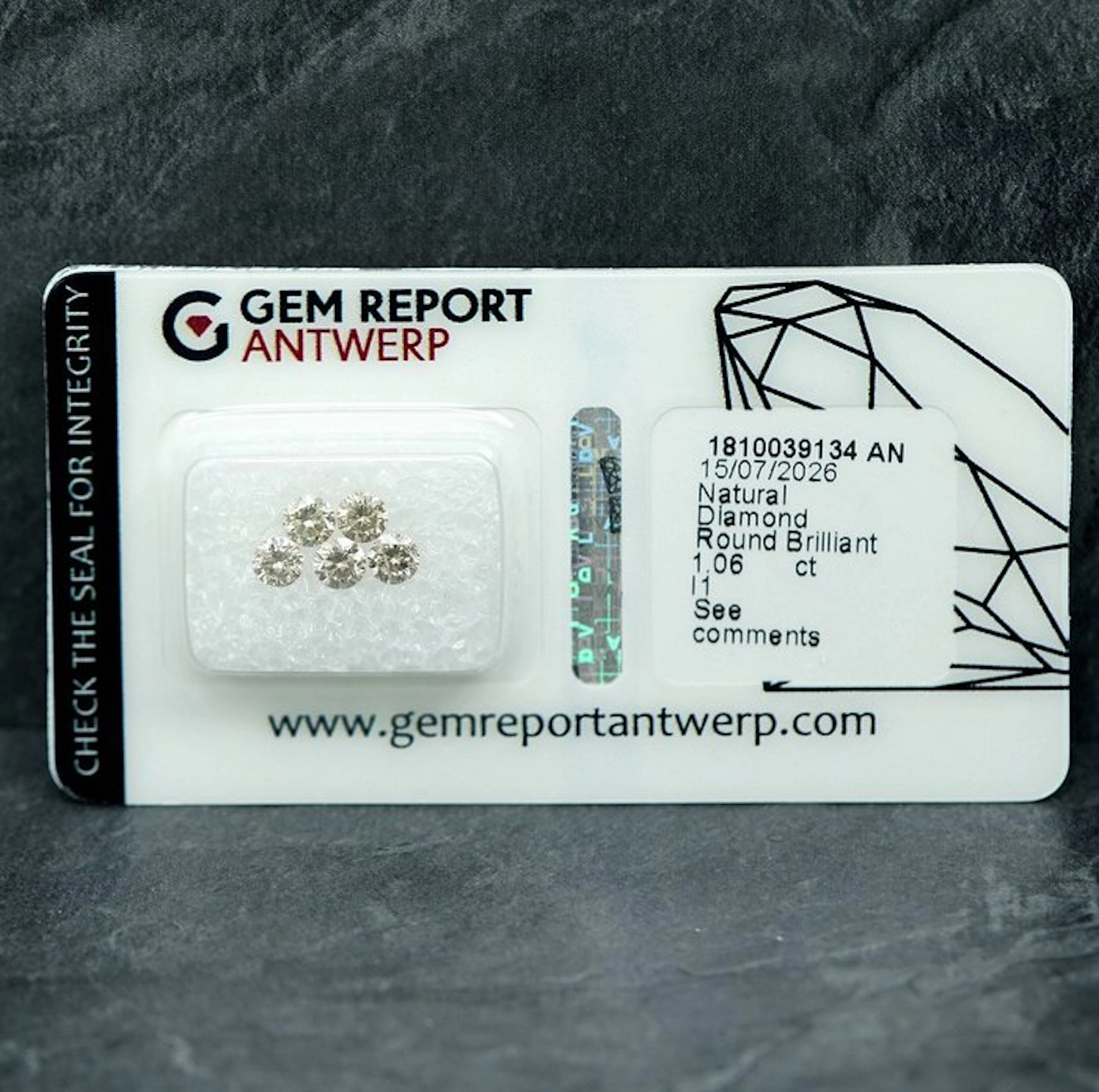 5 pcs Diamond (Natural coloured) - 1.06 ct - Round...