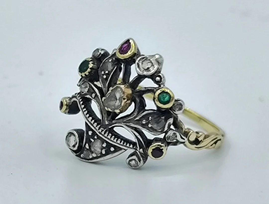Ring - 14 kt. Yellow gold Diamond (Natural) - Georgian Giardinetti Gold