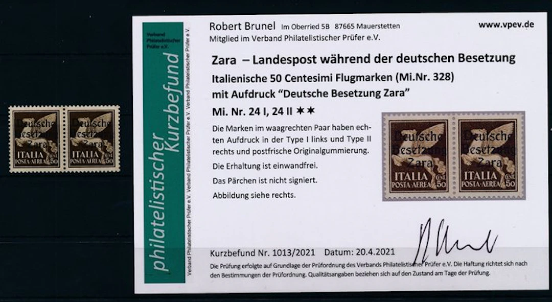 German Empire - Occupation of Zara 1943 - Airmail stamp...