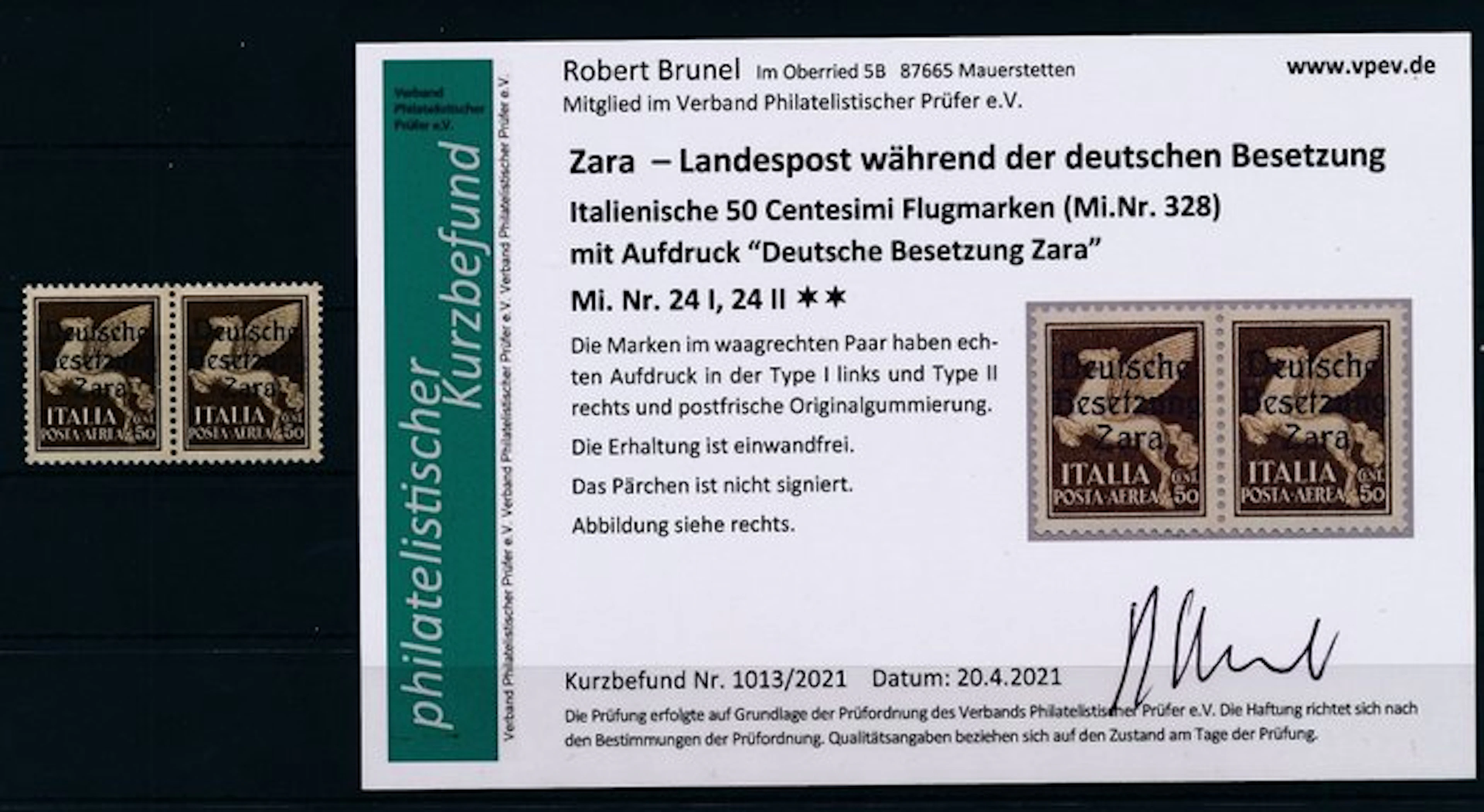 German Empire - Occupation of Zara 1943 - Airmail stamp...