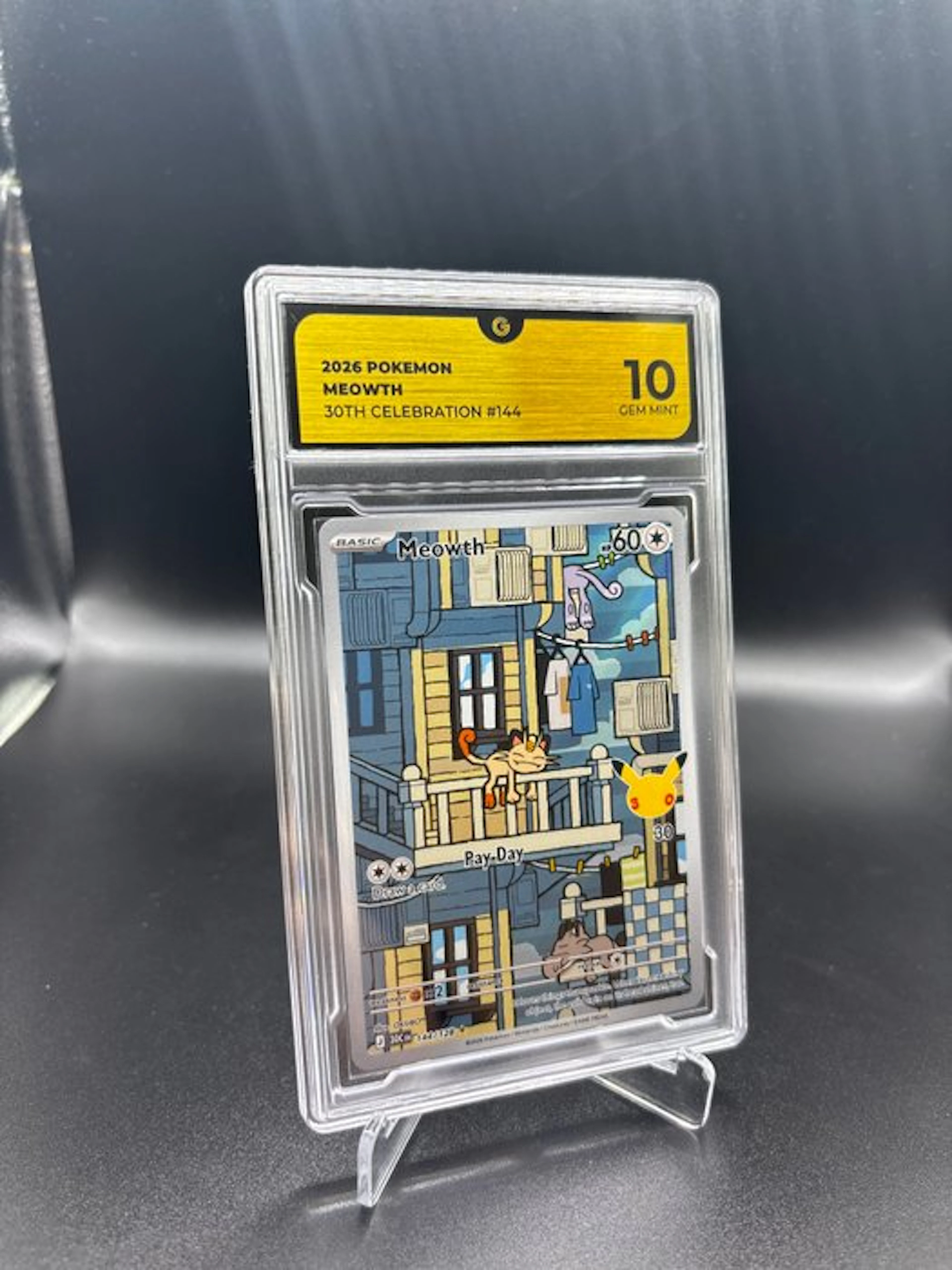 Pokémon - 1 Graded card - Meowth 144 30TH Anniversary Full art - GG 10