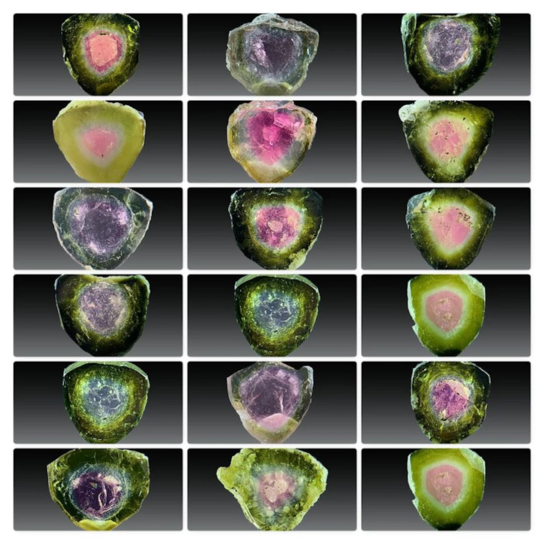 Natural Watermelon Tourmaline Slices – Pink and Green...