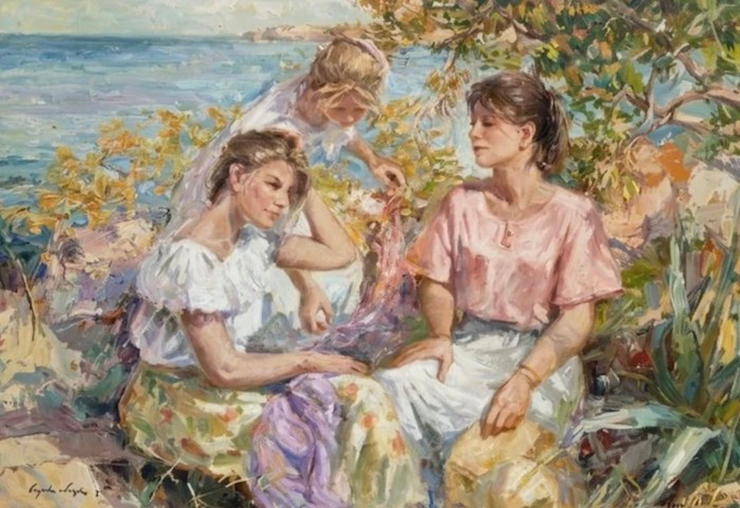 Egidio Vanzella (XX) - Tre fanciulle al mare