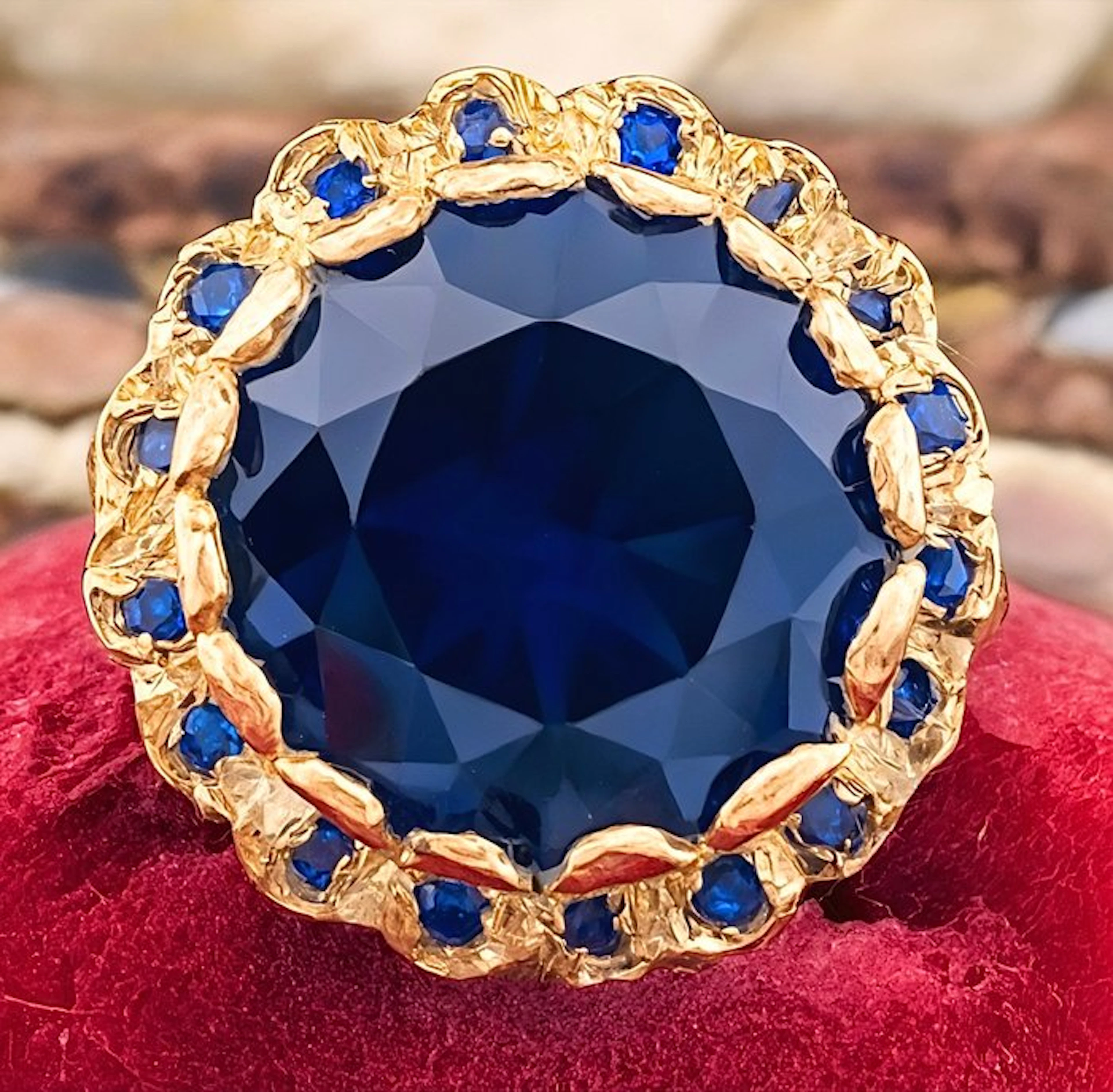 No reserve price - Ring - 9 kt. Rose gold, Silver Sapphire