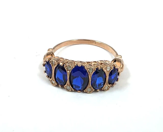 No reserve price - Ring - 9 kt. Rose gold, Silver Spinel - Diamond