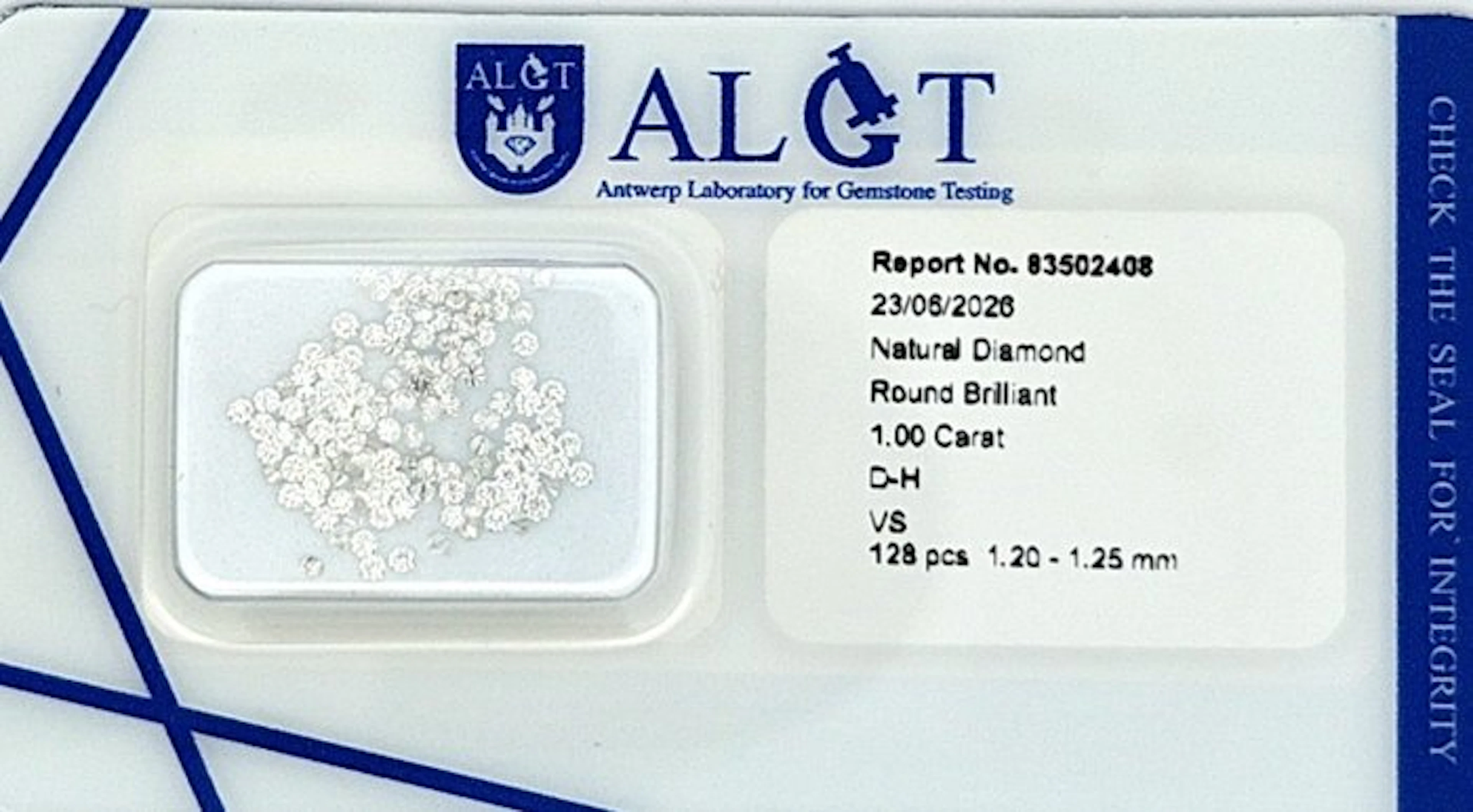 128 pcs Diamond (Natural) - 1.00 ct - Round - F