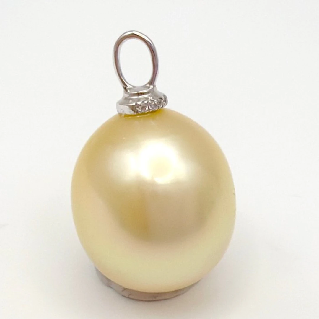 No reserve price - Pendant Platinum Pearl - Diamond - 12.9x14.5mm - New