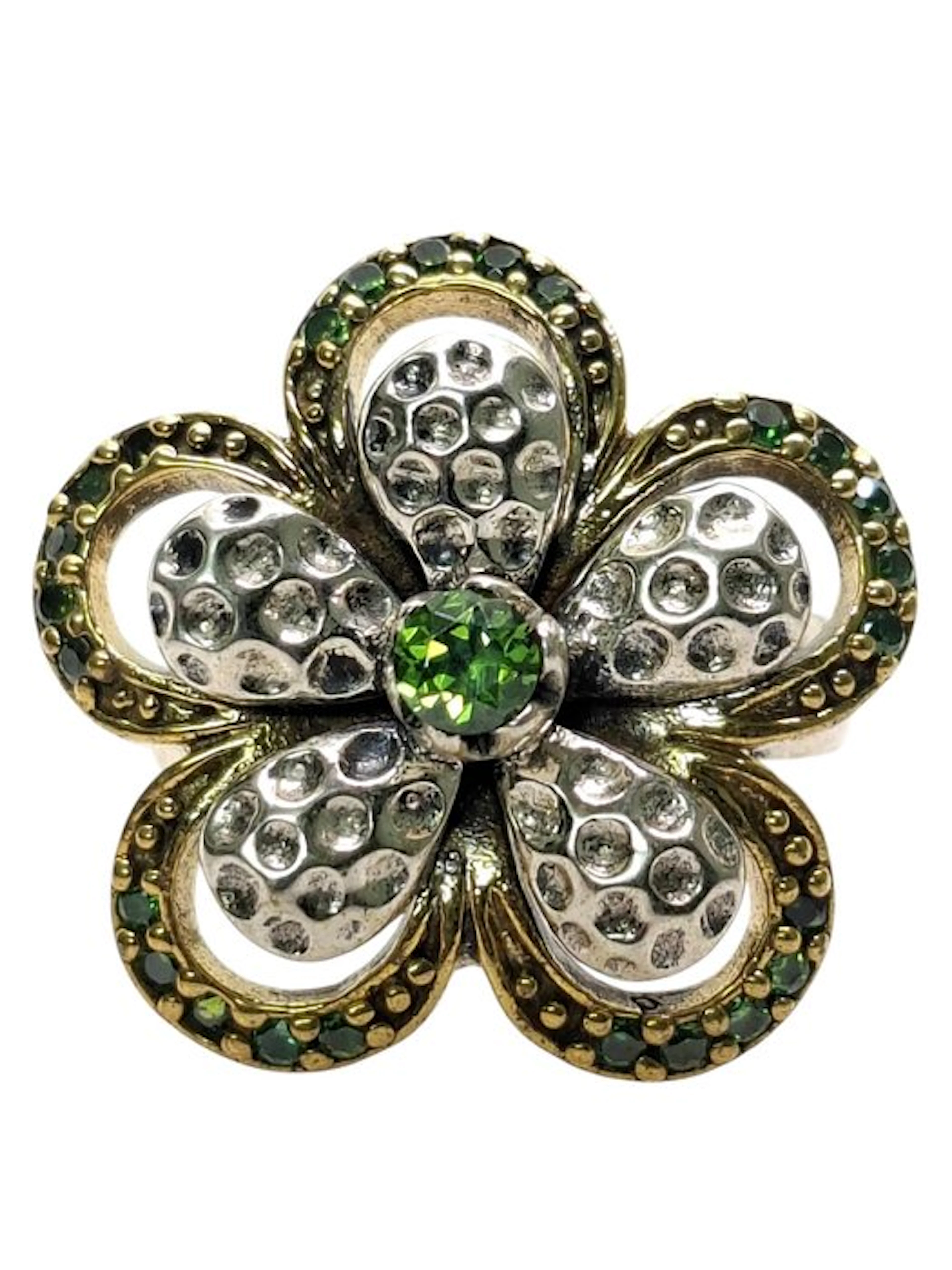 No reserve price - Ring Silver Tsavorite - Tsavorite - 18kt Yellow Gold Plated