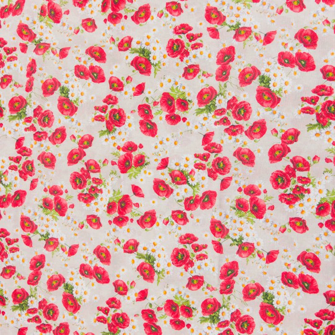 BA198 - Fabric "Poppies and Daisies" – Floral Country...