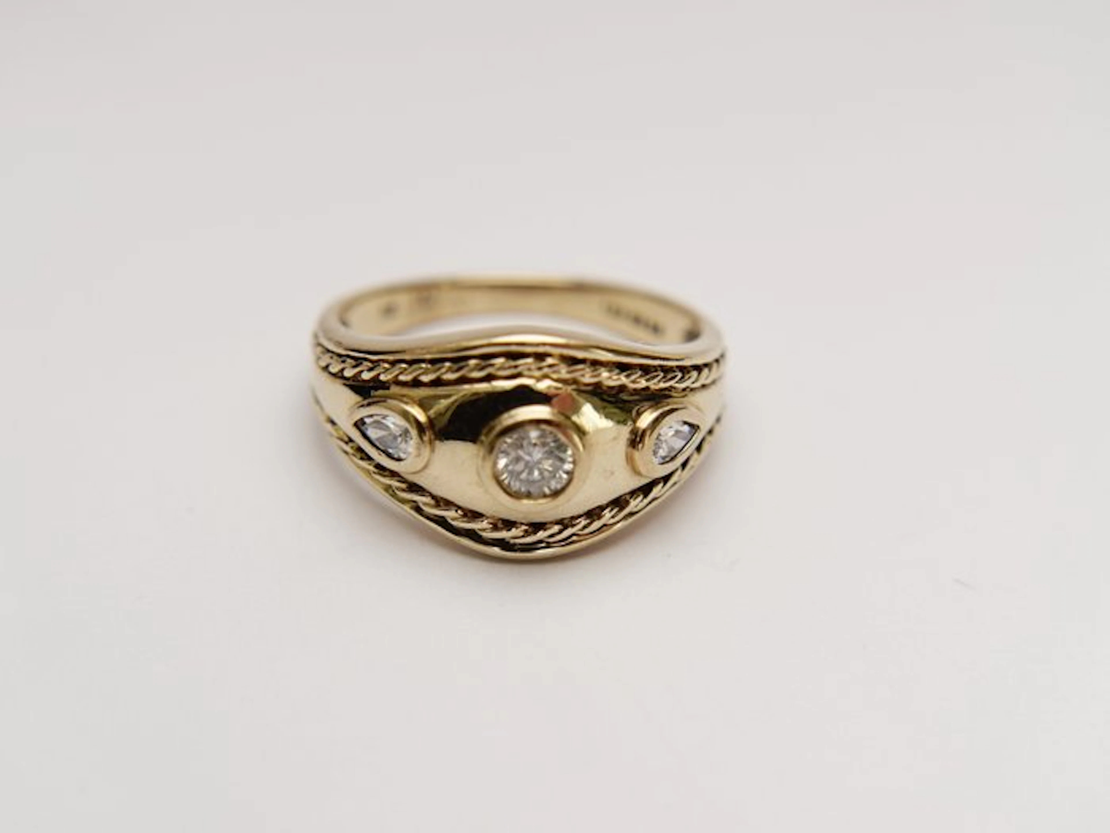 Ring - 9 kt. Yellow gold Diamond (Natural) - Russian Style Gypsy Ring