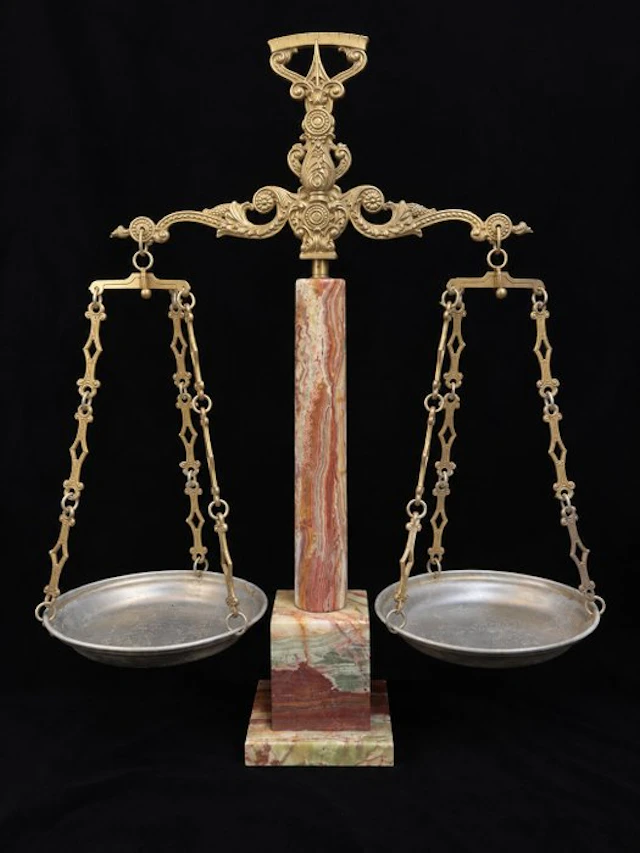 Balance or scale - Brass, Onyx - Ornate Classical Elegance