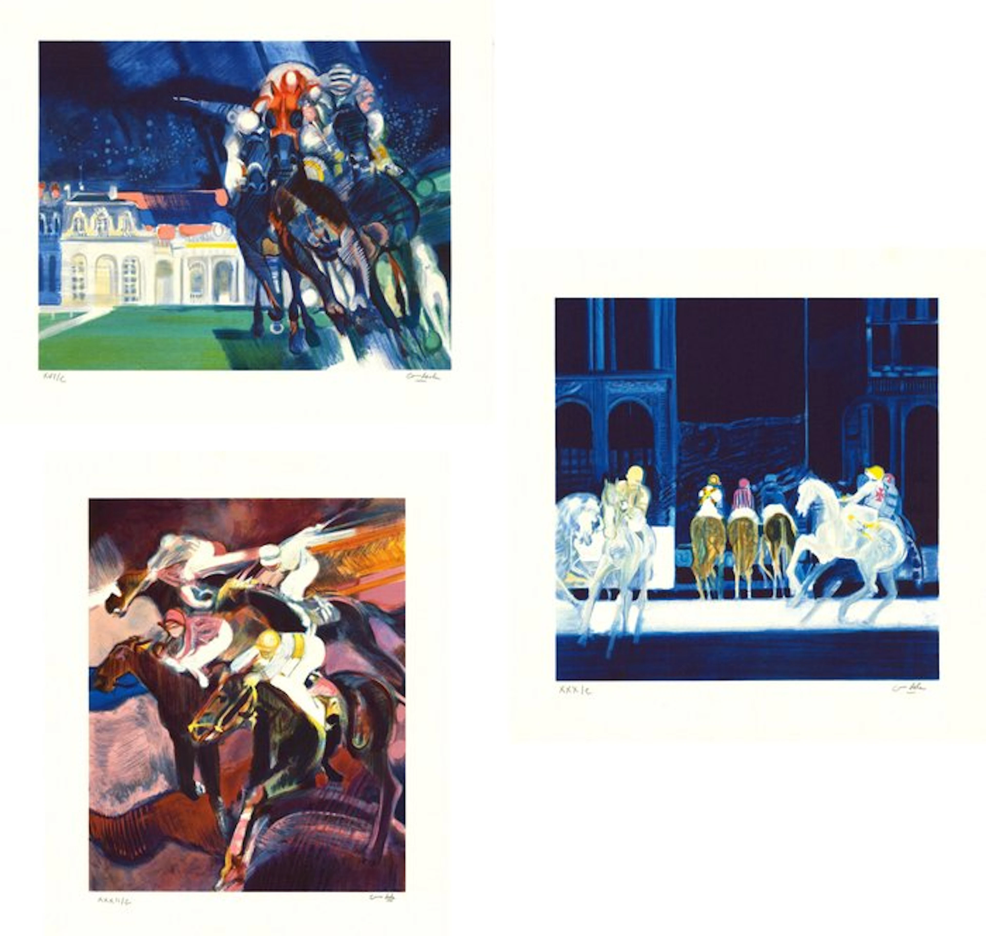 Paul Ambille (1930-2010) - Lot de trois lithographies - Casaque rose