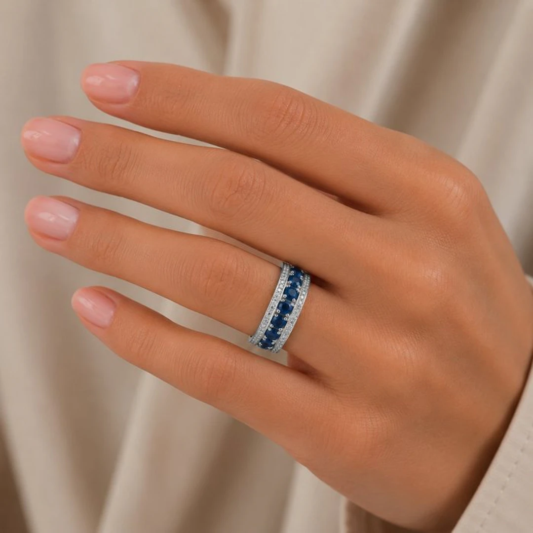 No reserve price - Ring Gold-plated Sapphire - 18kt Gold Plated