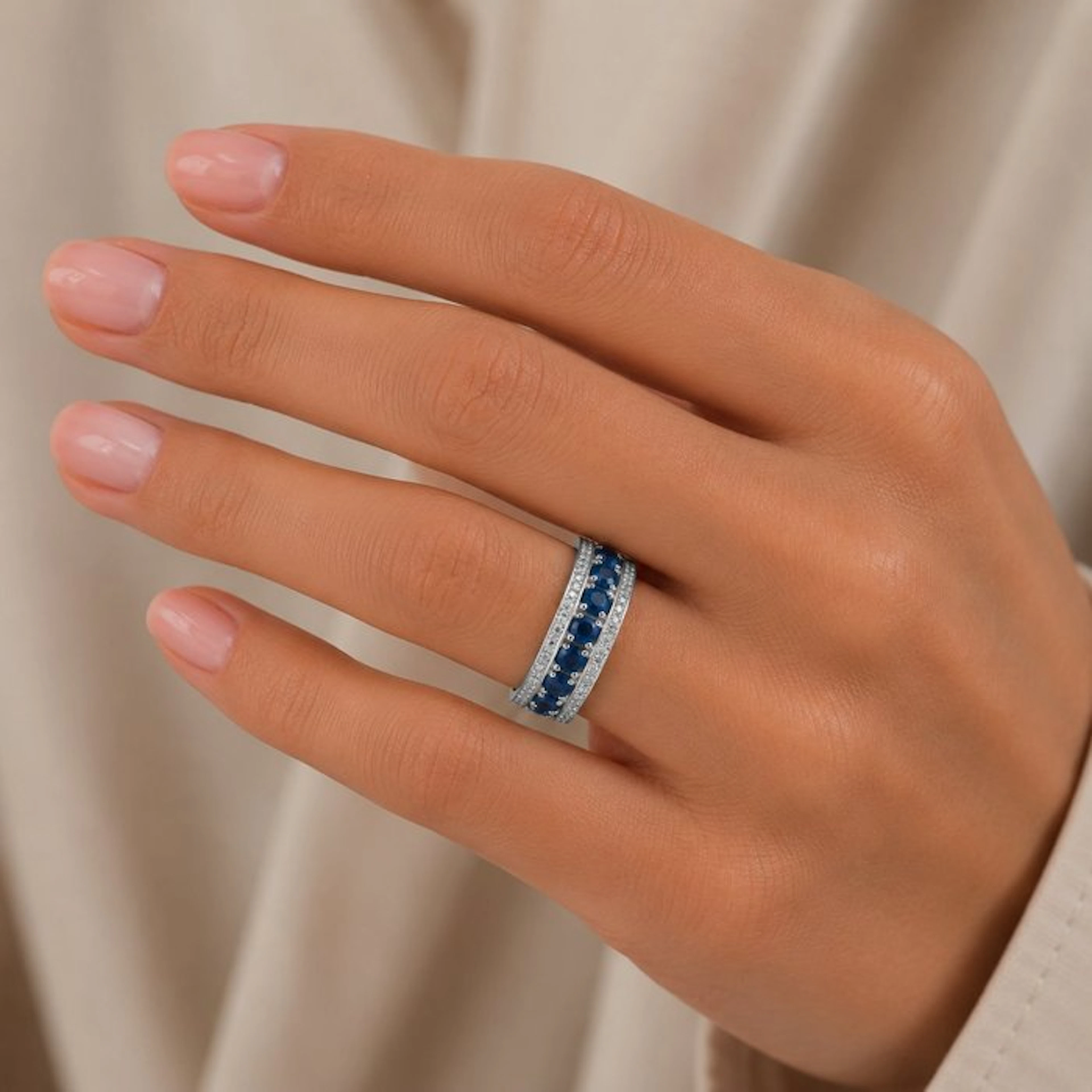 No reserve price - Ring Gold-plated Sapphire - 18kt Gold Plated