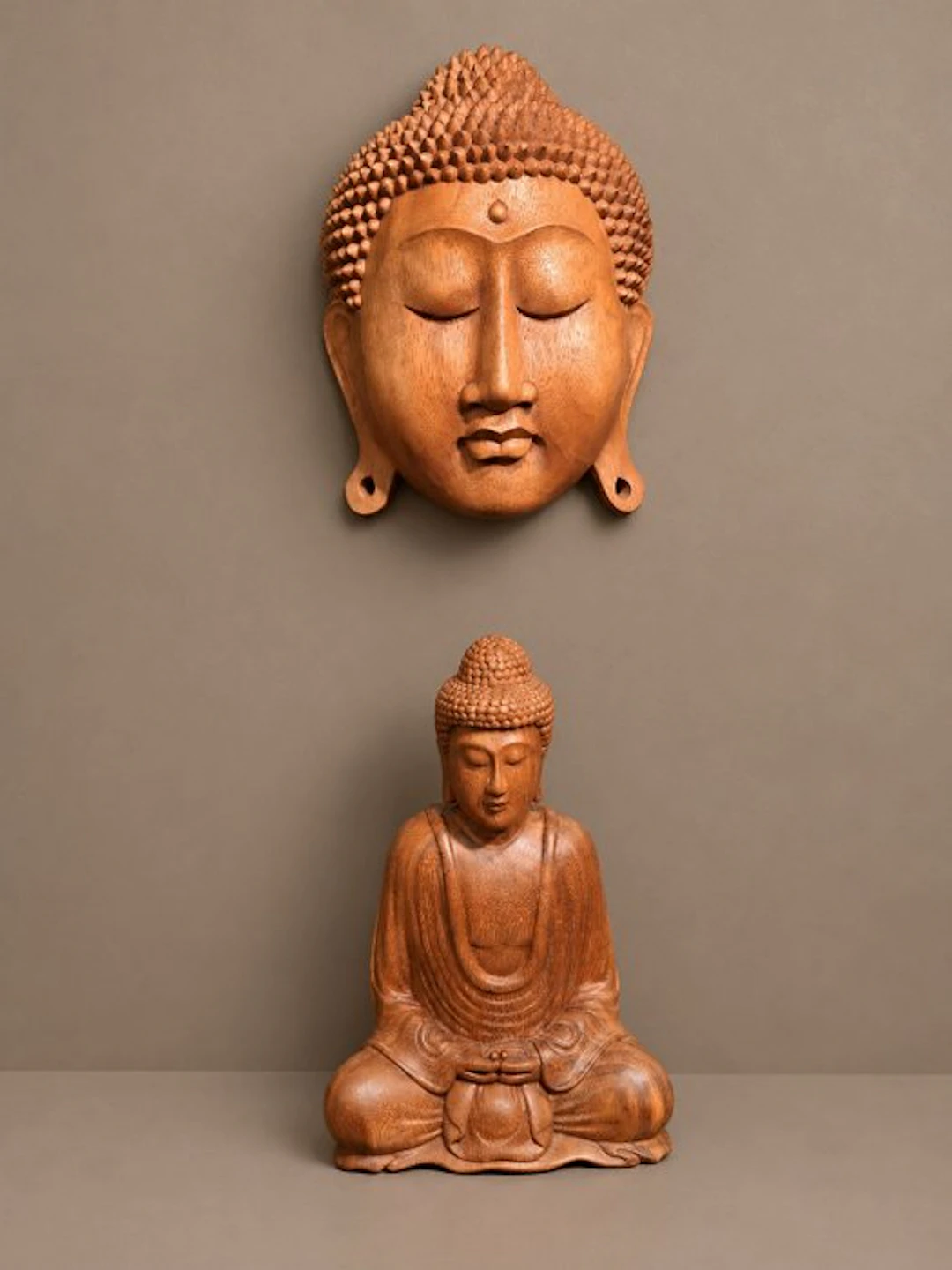 Twee Boeddha's - Statue - Indonesia (No reserve price)