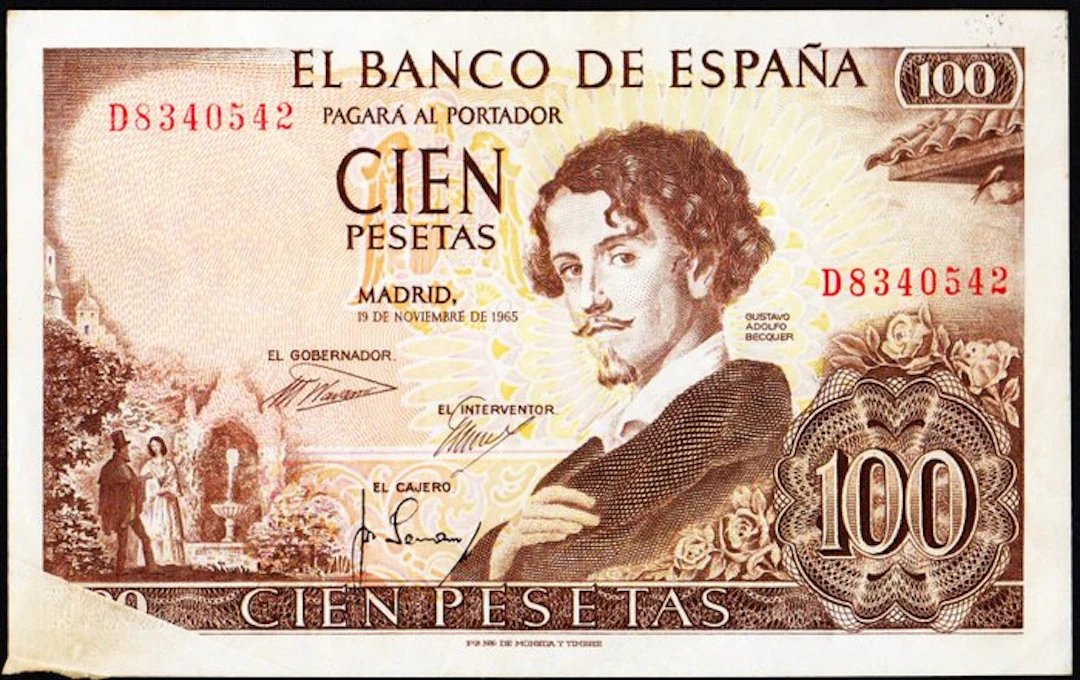 Spain. - 500 Pesetas 1965 (1970) - Pick 150 - ERROR note (No reserve price)