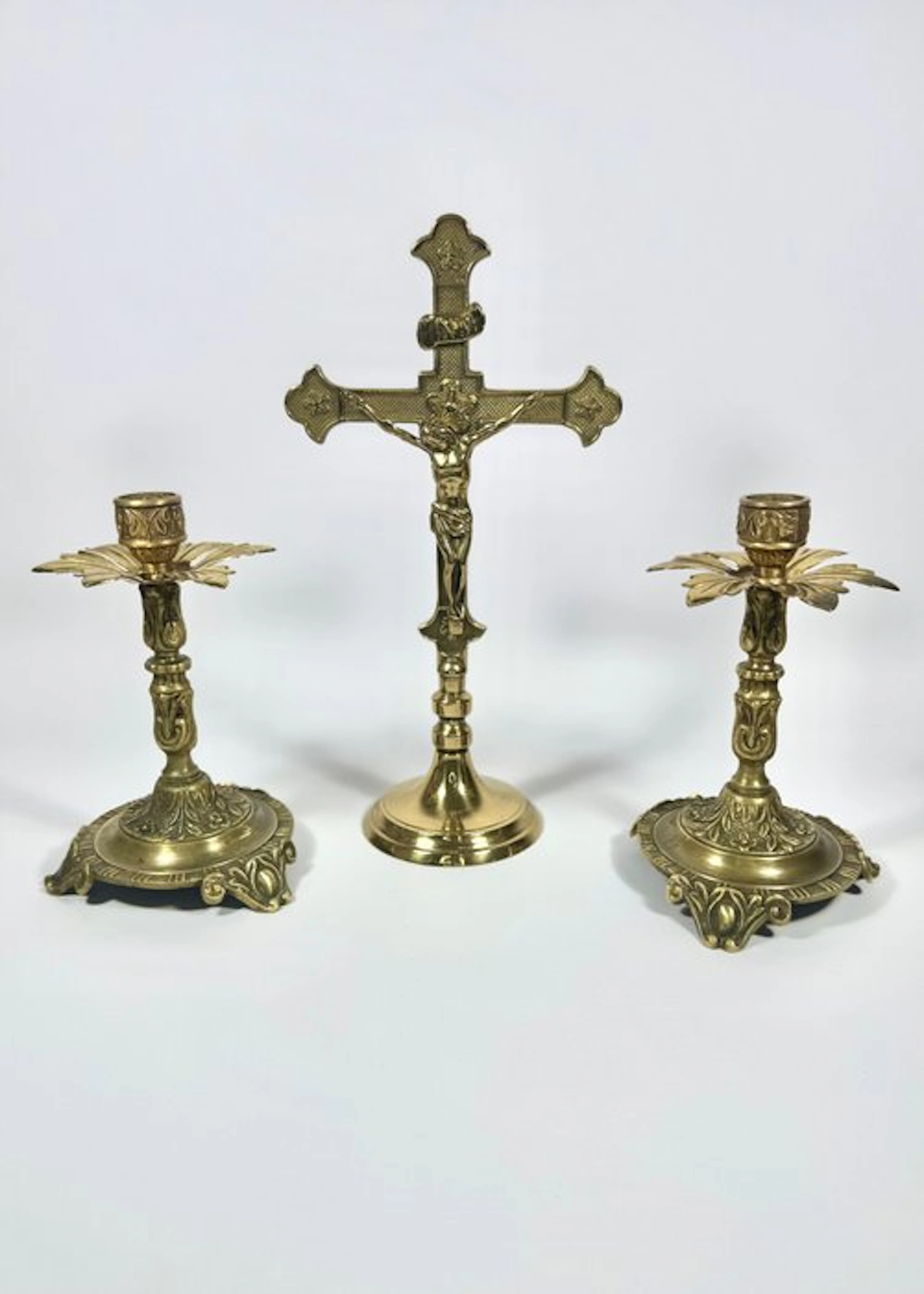 Crucifix (3) - Bronze - 1950-1960 - Altar Set
