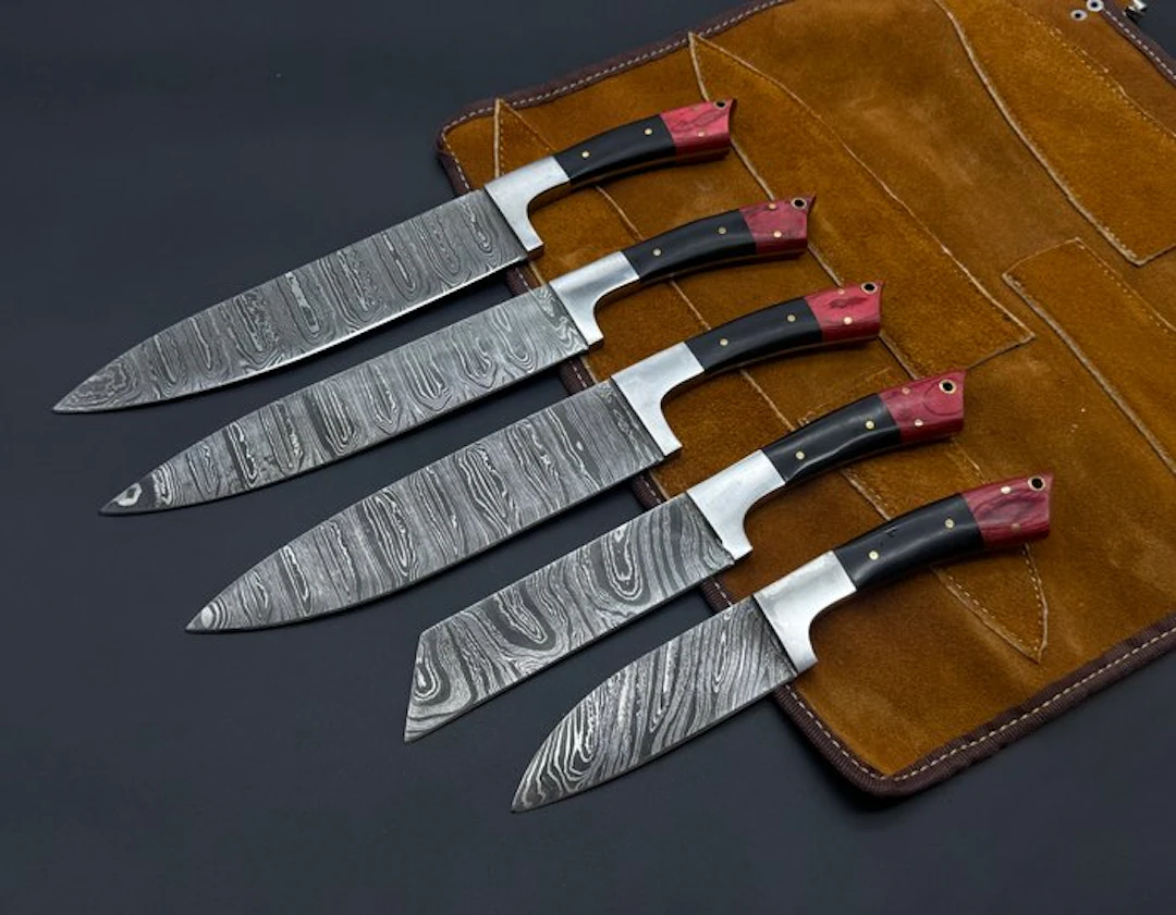 Japanese Style Kitchen Knife SET With Leather BAG...
