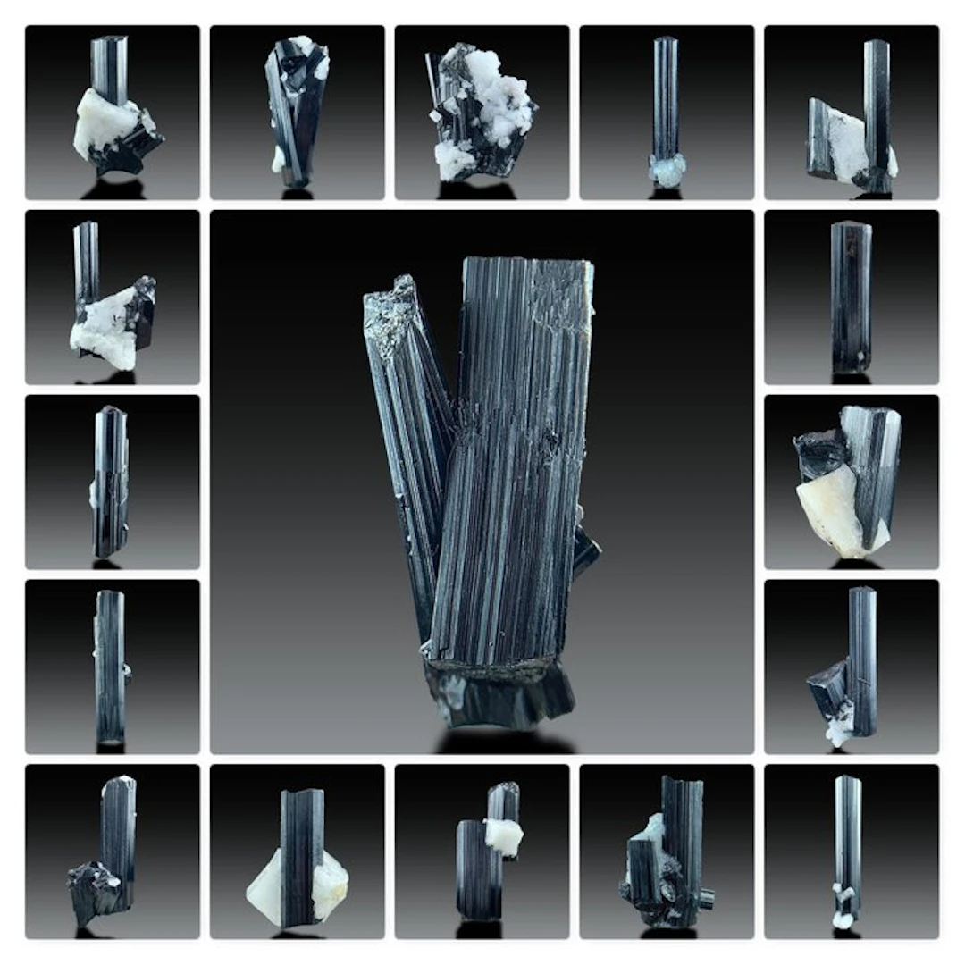 Natural Schorl Black Tourmaline Terminated Crystals with...