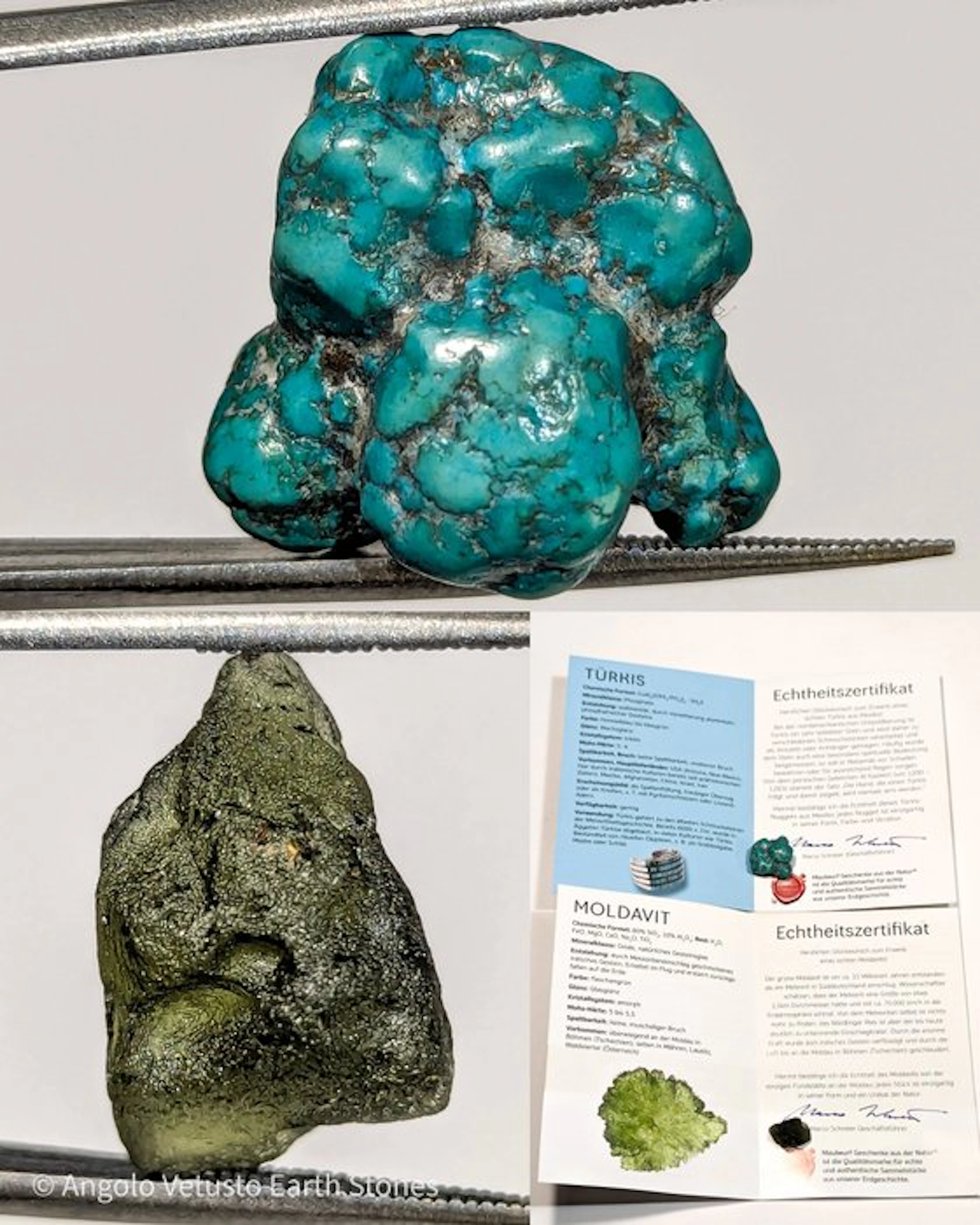 20.85 ct – Natural Moldavite & Arizona Turquoise – 2...