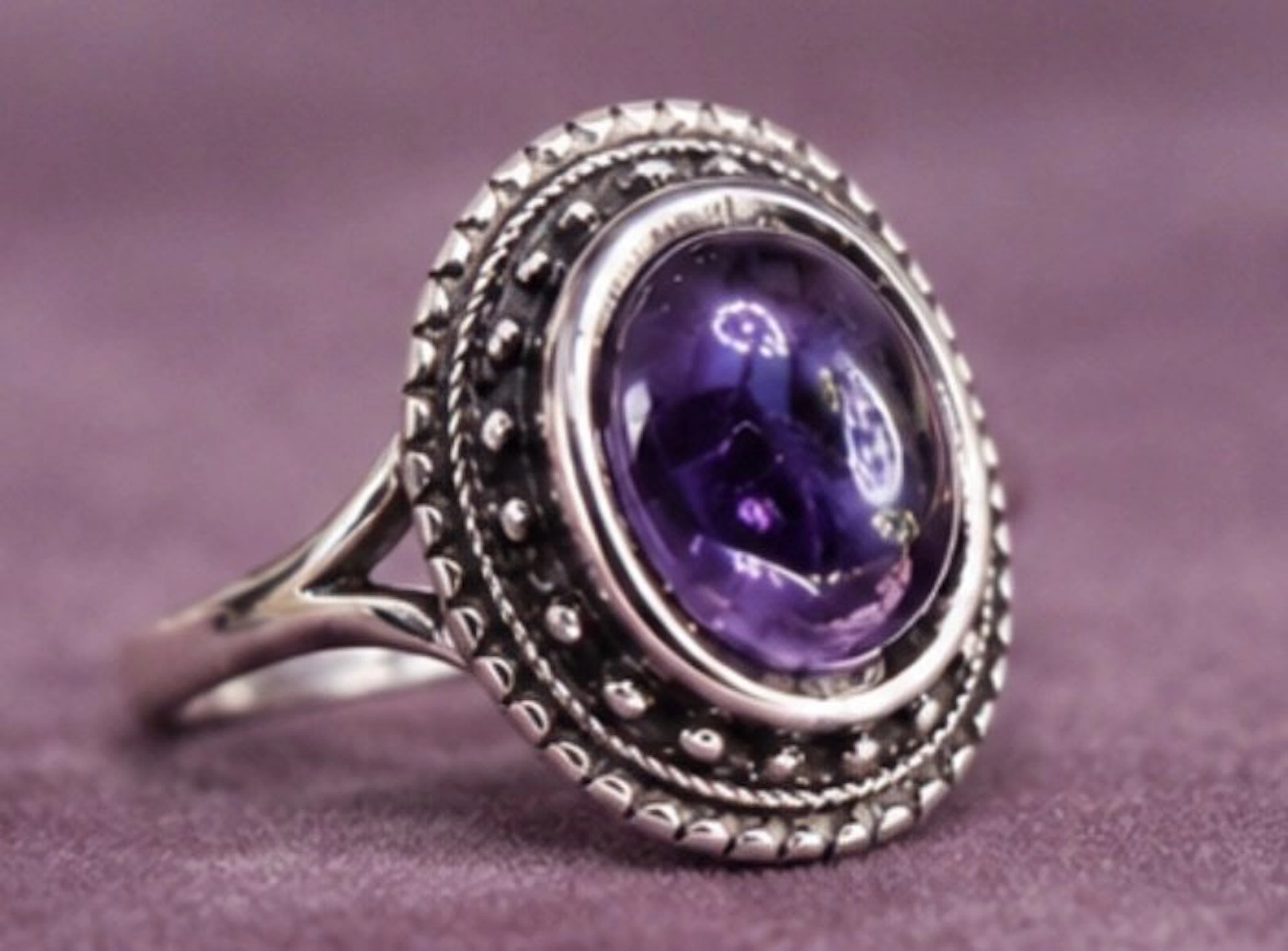 Vintage French Sterling Silver 925 Amethyst Ring 4 Gr - Ring