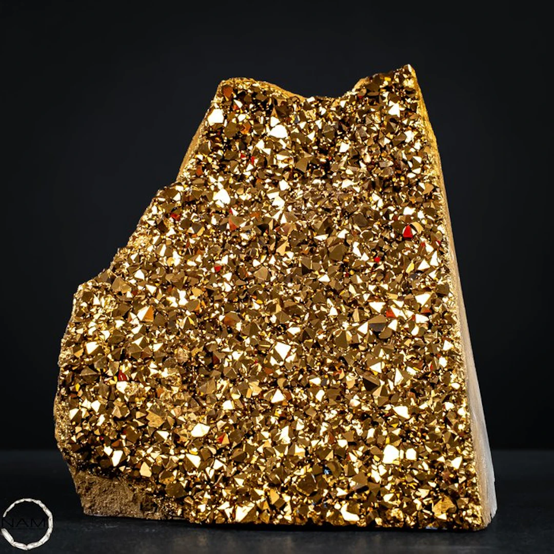 Spectacular Gold Aura Amethyst Druzy with an intense metallic shine- 1269.54 g