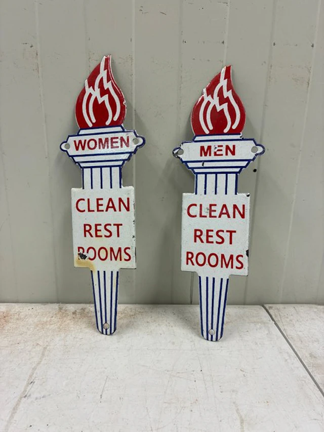 Clean Restrooms – Set of 2 signs – Men & Women – American...