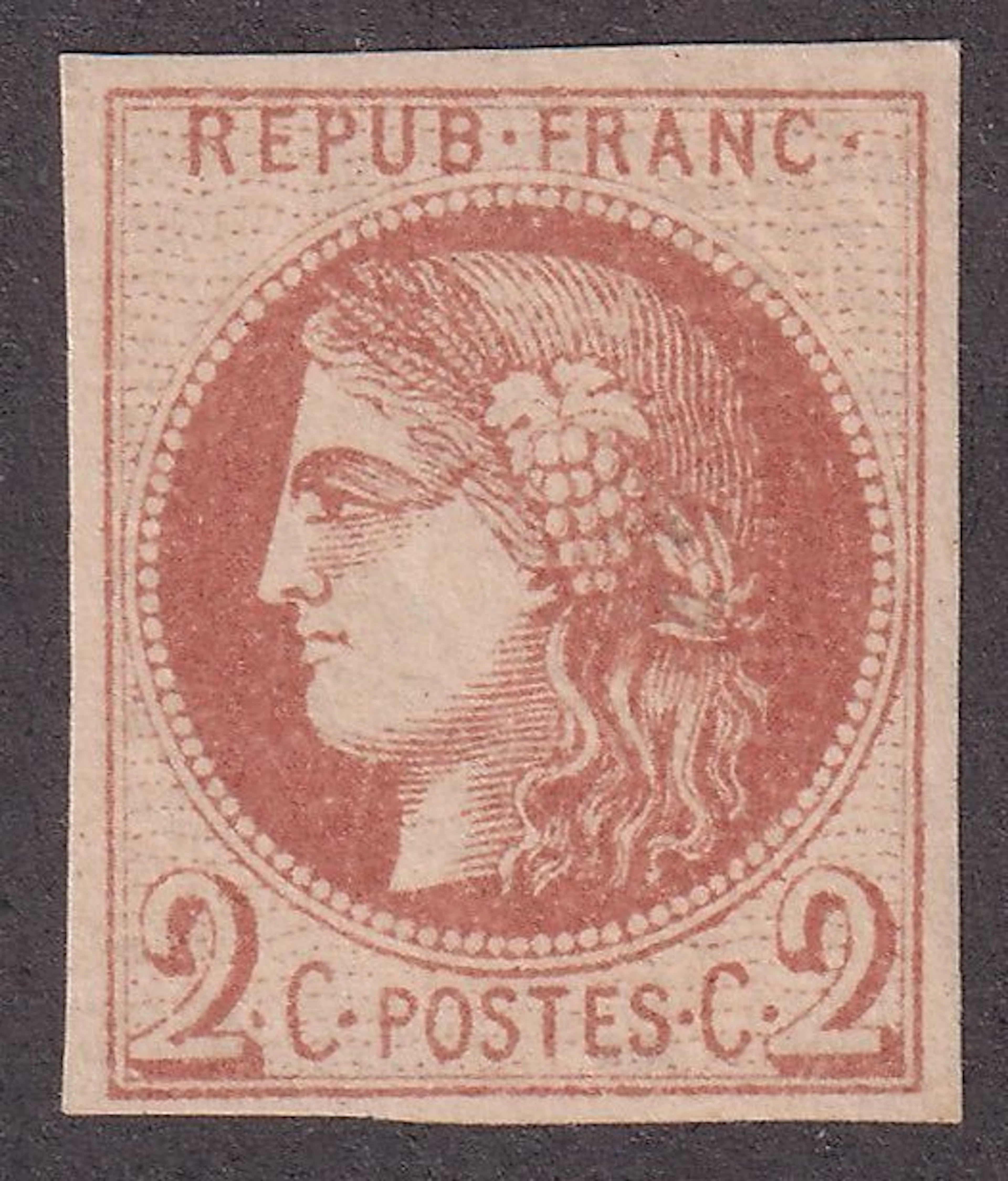 France - 2c brown-red new*/** (superb shade) - Brun...