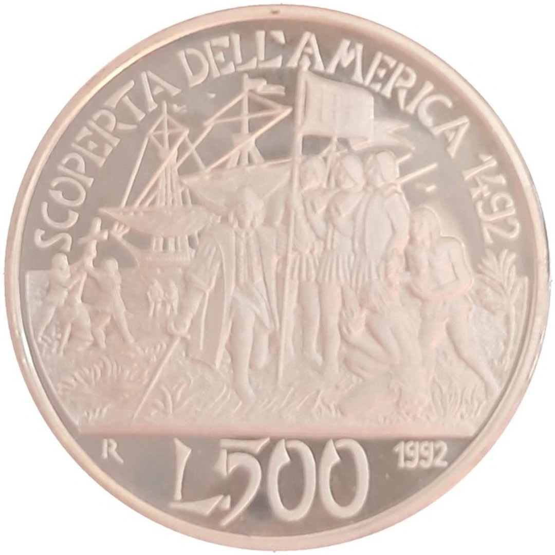 Italy, Republic 500 Lire 1992 500° Anniversario della...