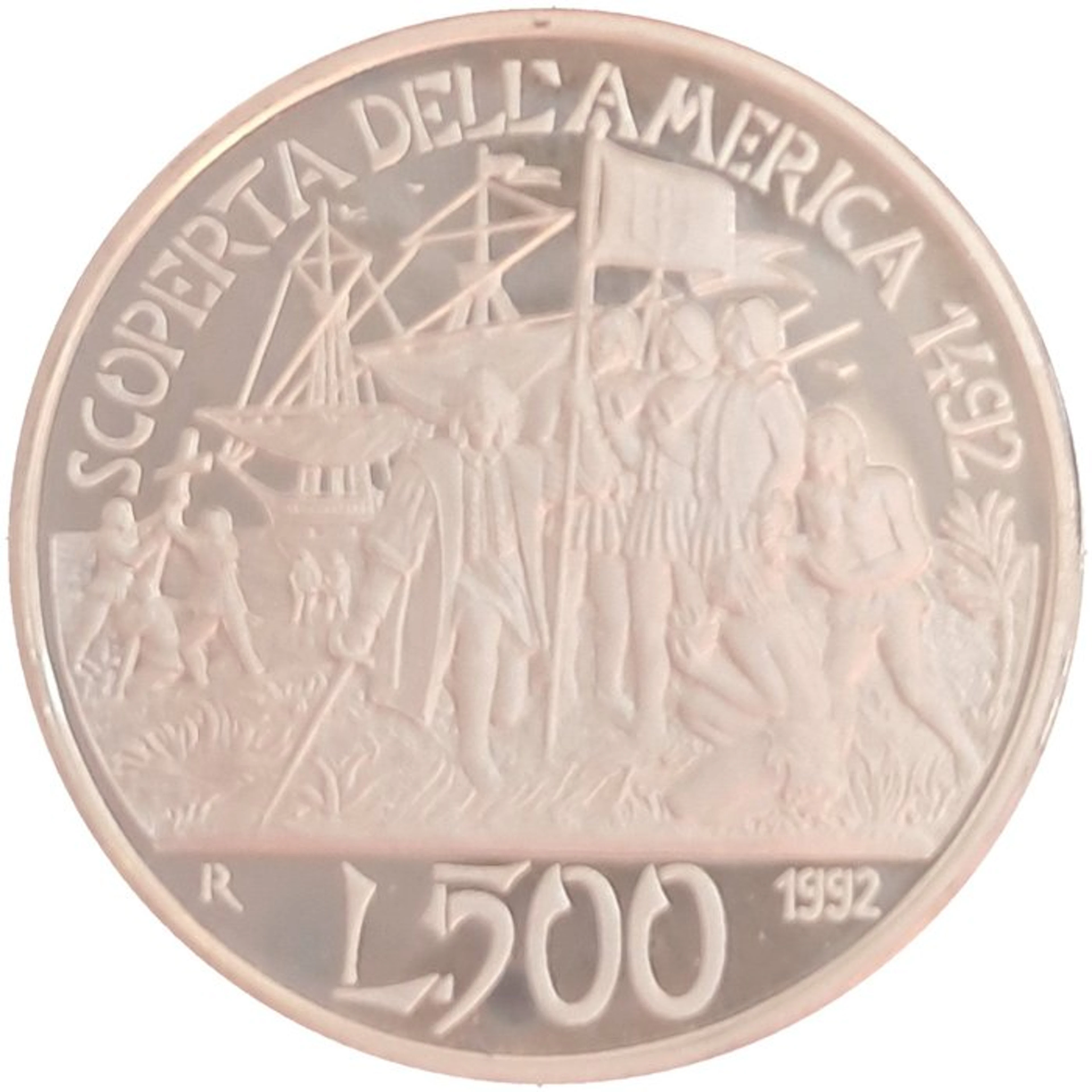 Italy, Republic 500 Lire 1992 500° Anniversario della...