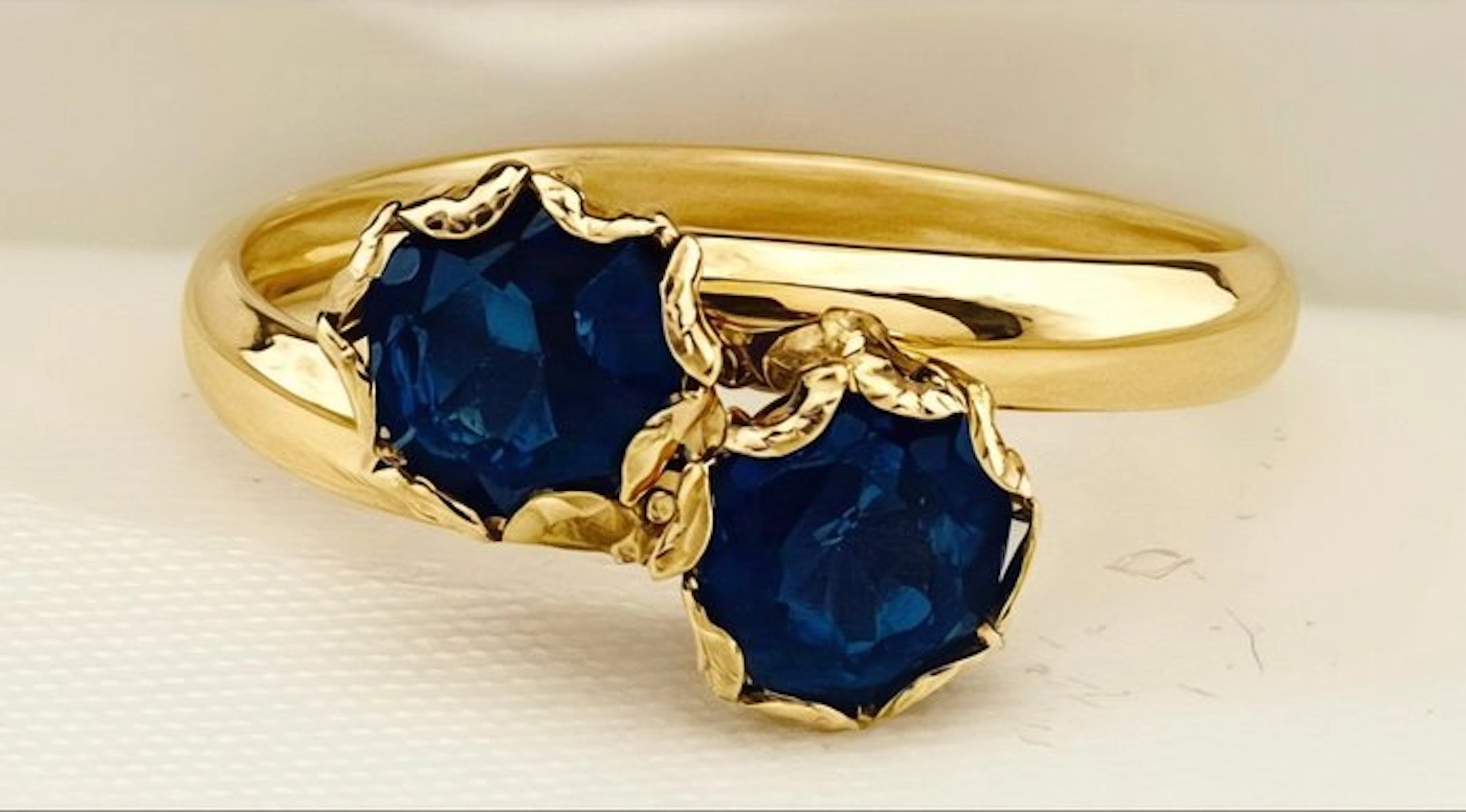 No reserve price - Ring - 18 kt. Yellow gold Sapphire