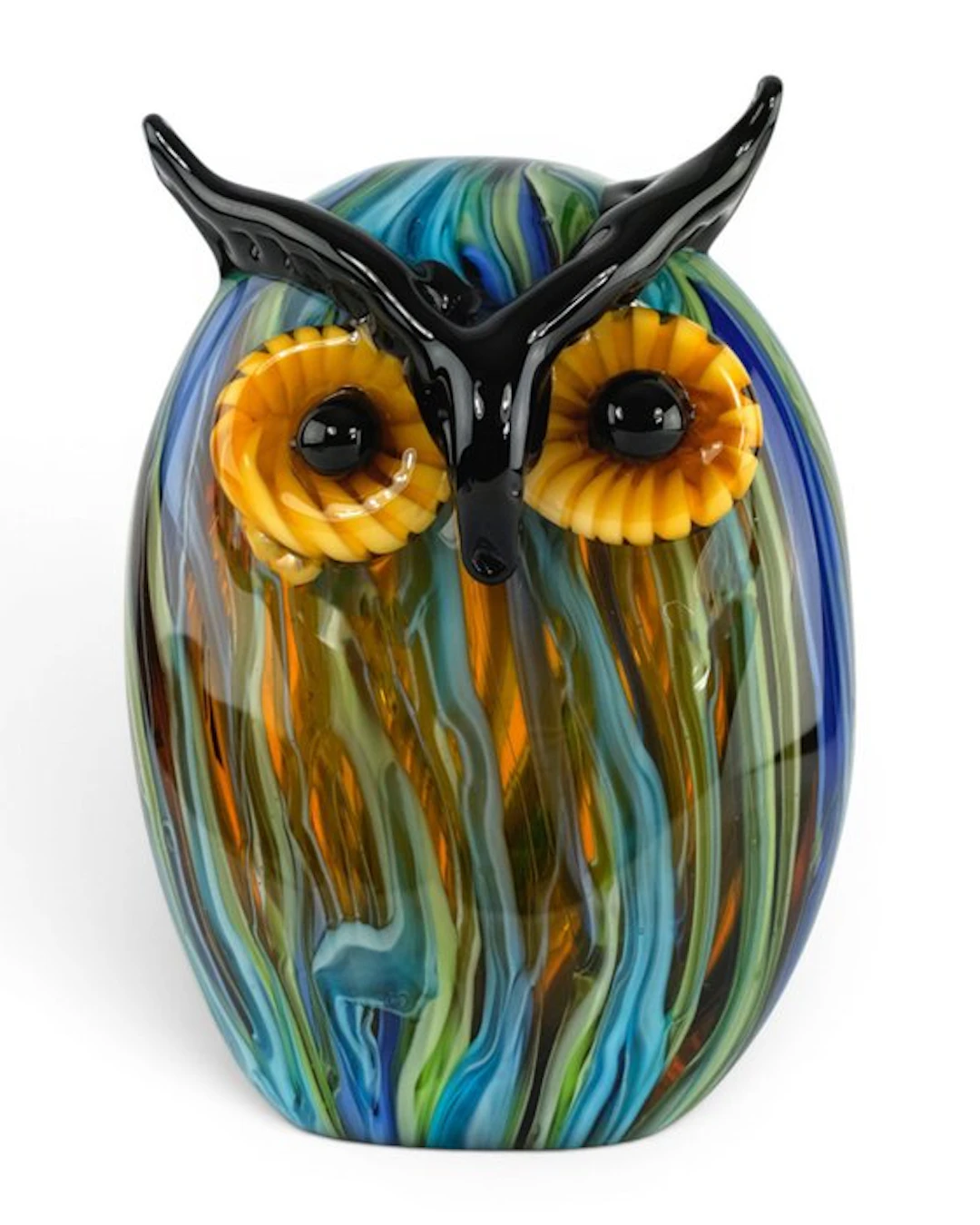 Sculpture, Colourful Owl in Murano Style - 16 cm - Glass