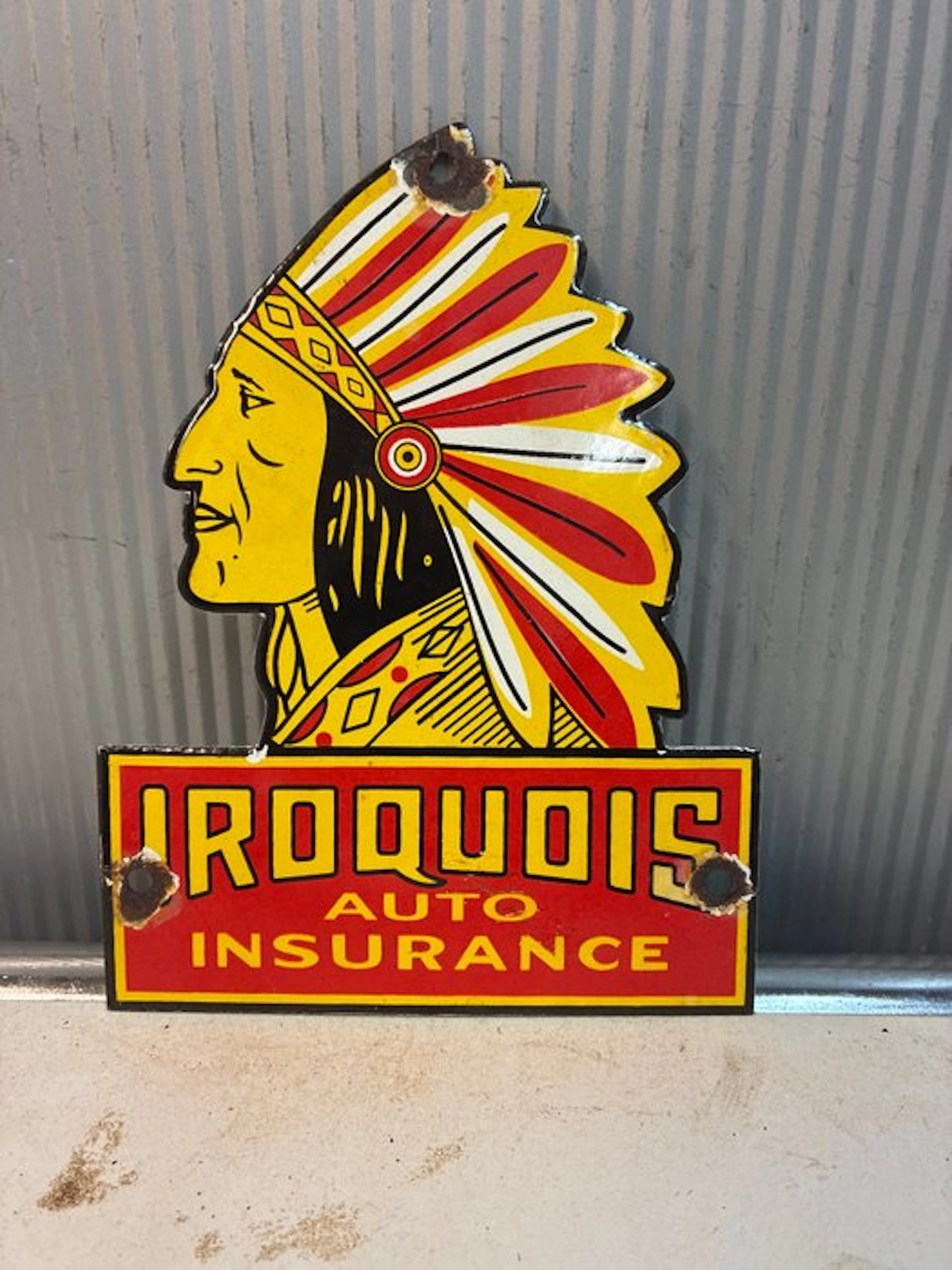 Iroquois Auto Insurance – Vintage enamel sign – American...