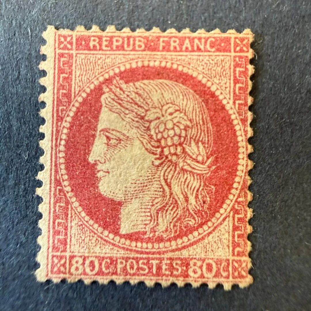 France - Yvert 57 'Cérès dentelé 80c rose' mint *; catalog value: 1,300 euros.
